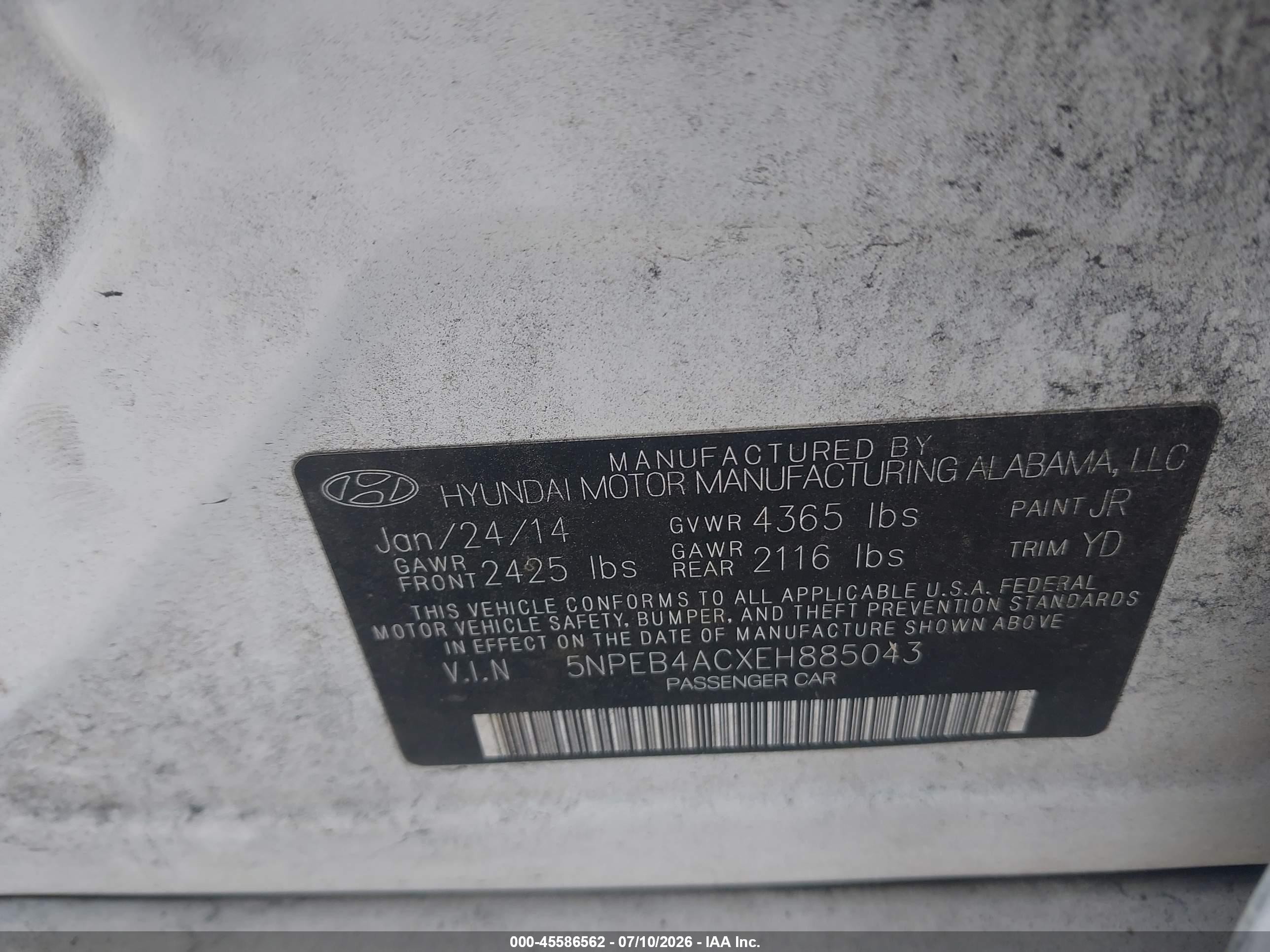 2014 Hyundai Sonata Gls Белый vin: 5NPEB4ACXEH885043