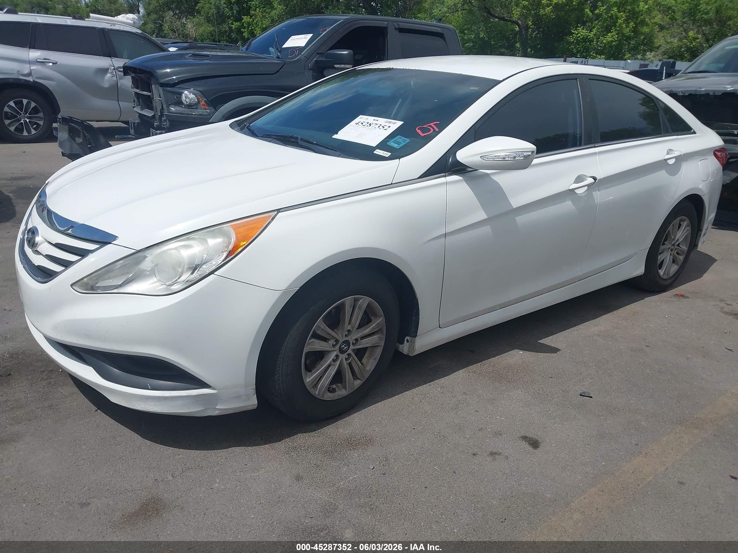 2014 Hyundai Sonata Gls White vin: 5NPEB4ACXEH885902