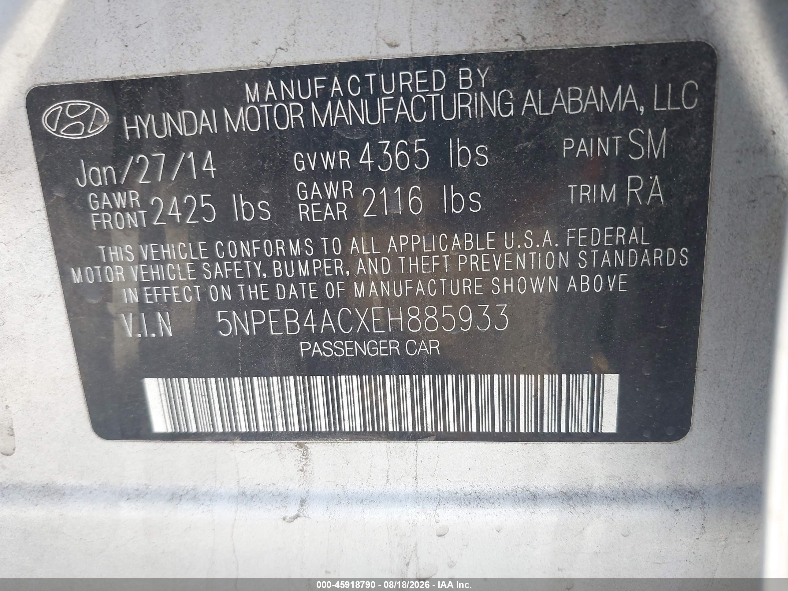 2014 Hyundai Sonata Gls Silver vin: 5NPEB4ACXEH885933