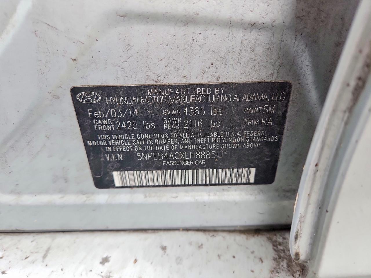 2014 Hyundai Sonata Gls Silver vin: 5NPEB4ACXEH888511