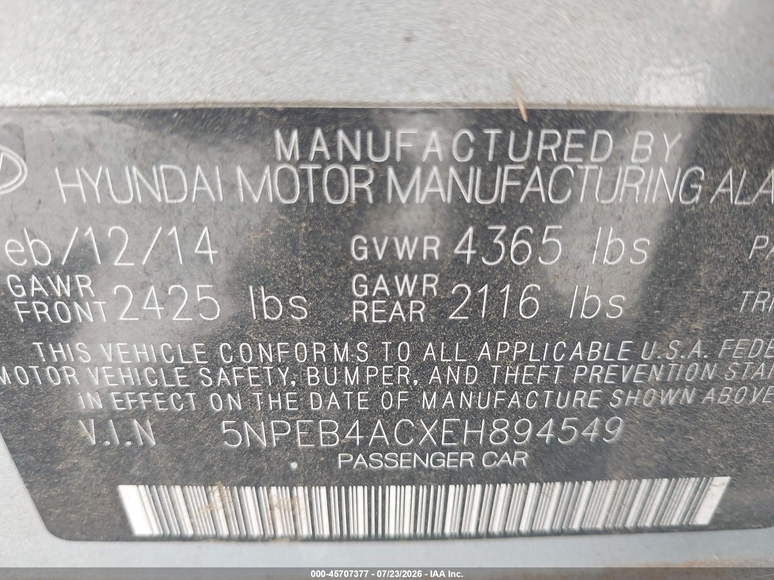 2014 Hyundai Sonata Gls Blue vin: 5NPEB4ACXEH894549