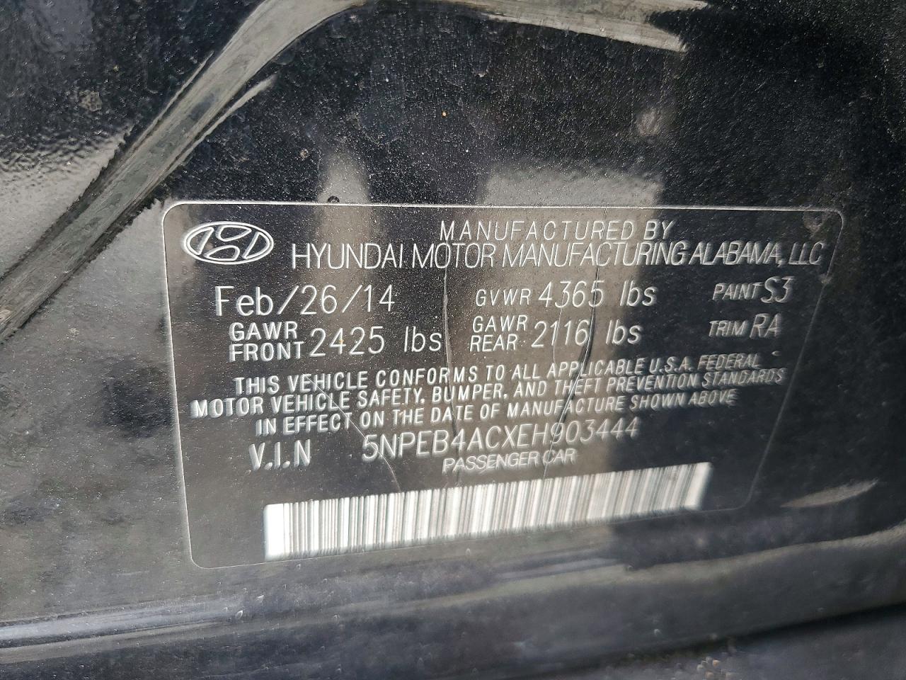 2014 Hyundai Sonata Gls Black vin: 5NPEB4ACXEH903444