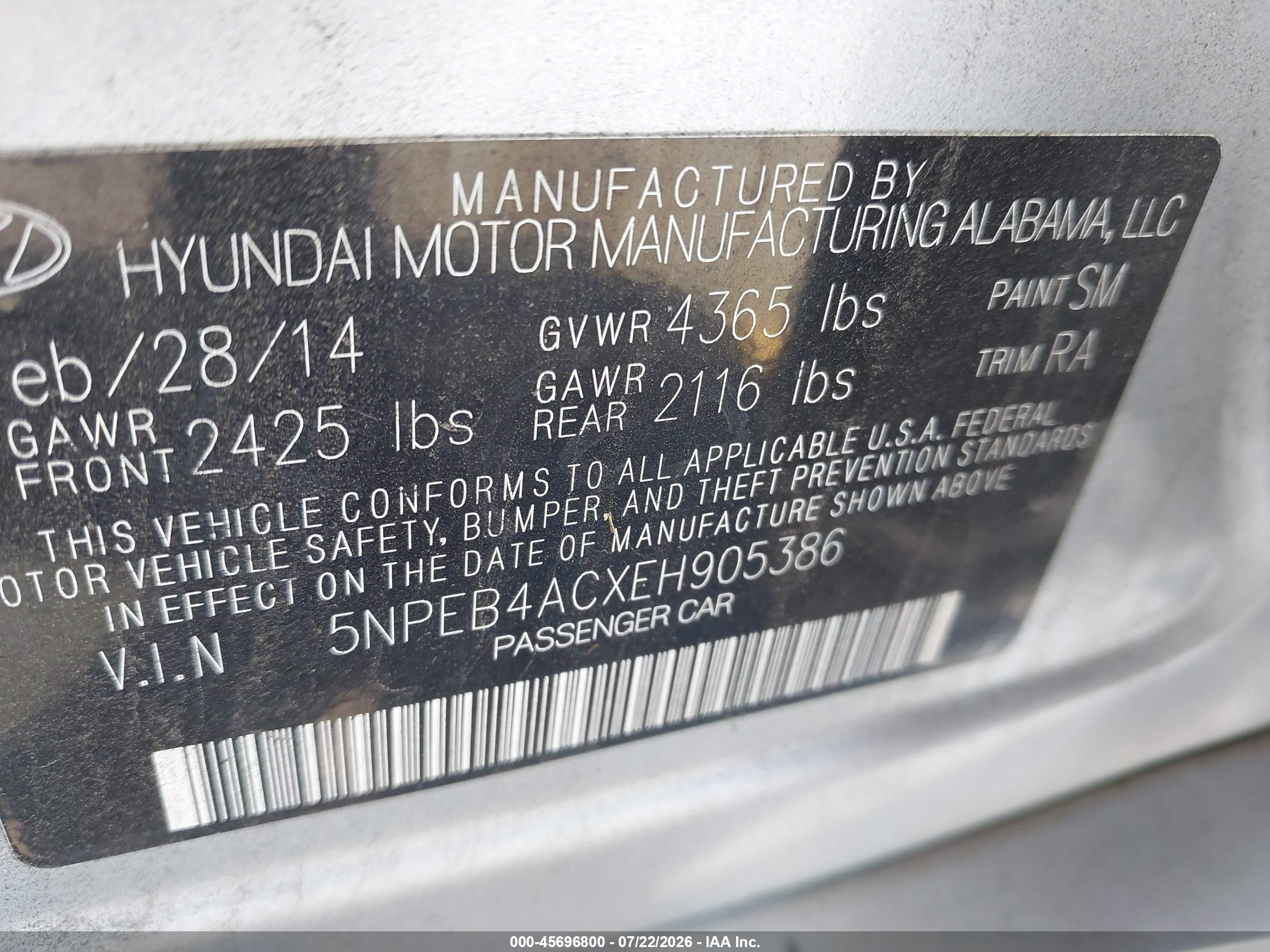 2014 Hyundai Sonata Gls Silver vin: 5NPEB4ACXEH905386