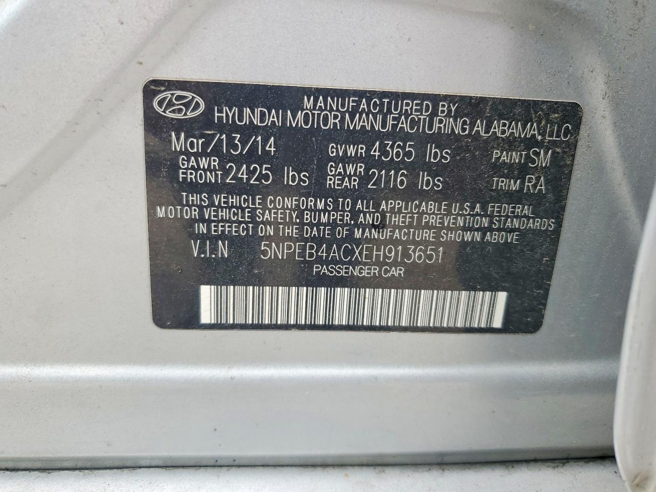 2014 Hyundai Sonata Gls Silver vin: 5NPEB4ACXEH913651