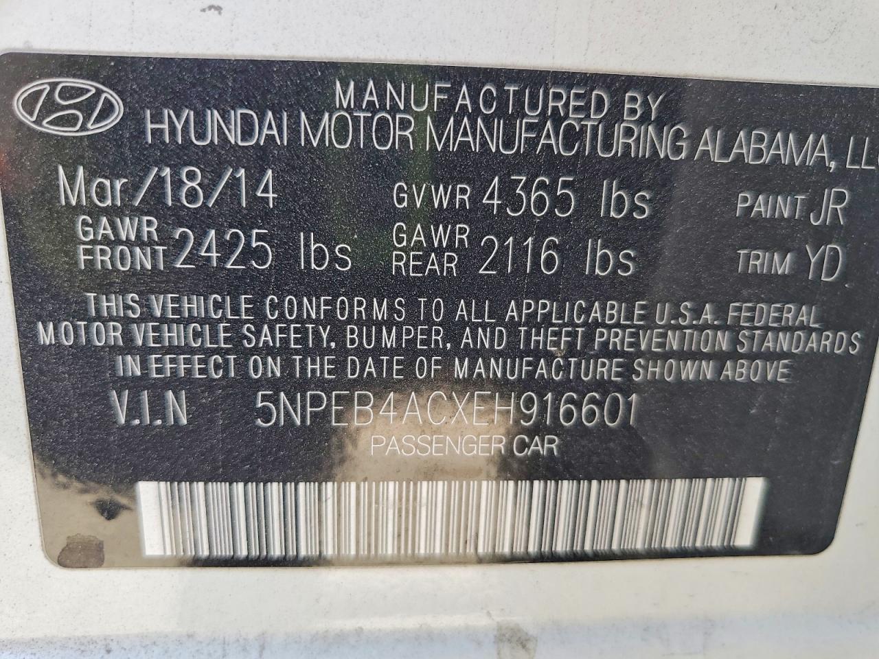 2014 Hyundai Sonata Gls White vin: 5NPEB4ACXEH916601