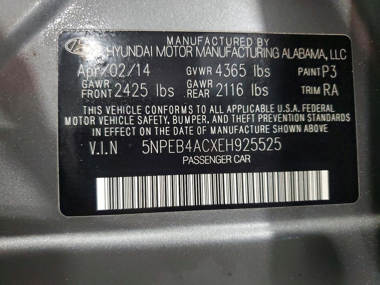 2014 Hyundai Sonata Gls Silver vin: 5NPEB4ACXEH925525