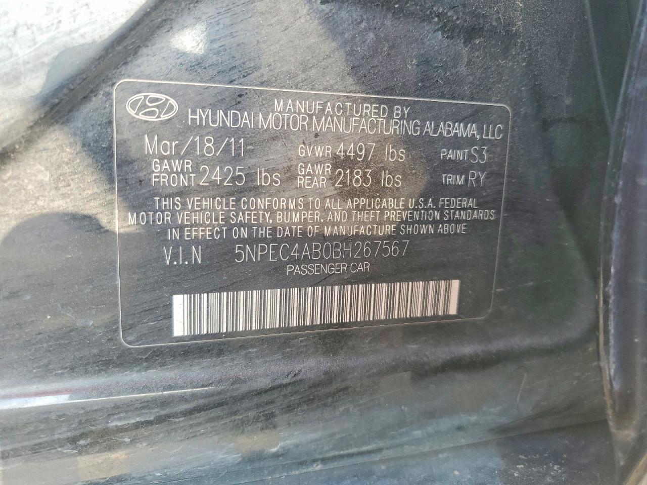 2011 Hyundai Sonata Limited 2.0t Black vin: 5NPEC4AB0BH267567