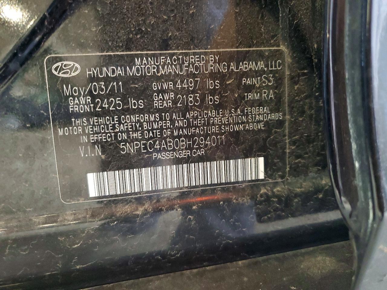 2011 Hyundai Sonata Limited 2.0t Black vin: 5NPEC4AB0BH294011