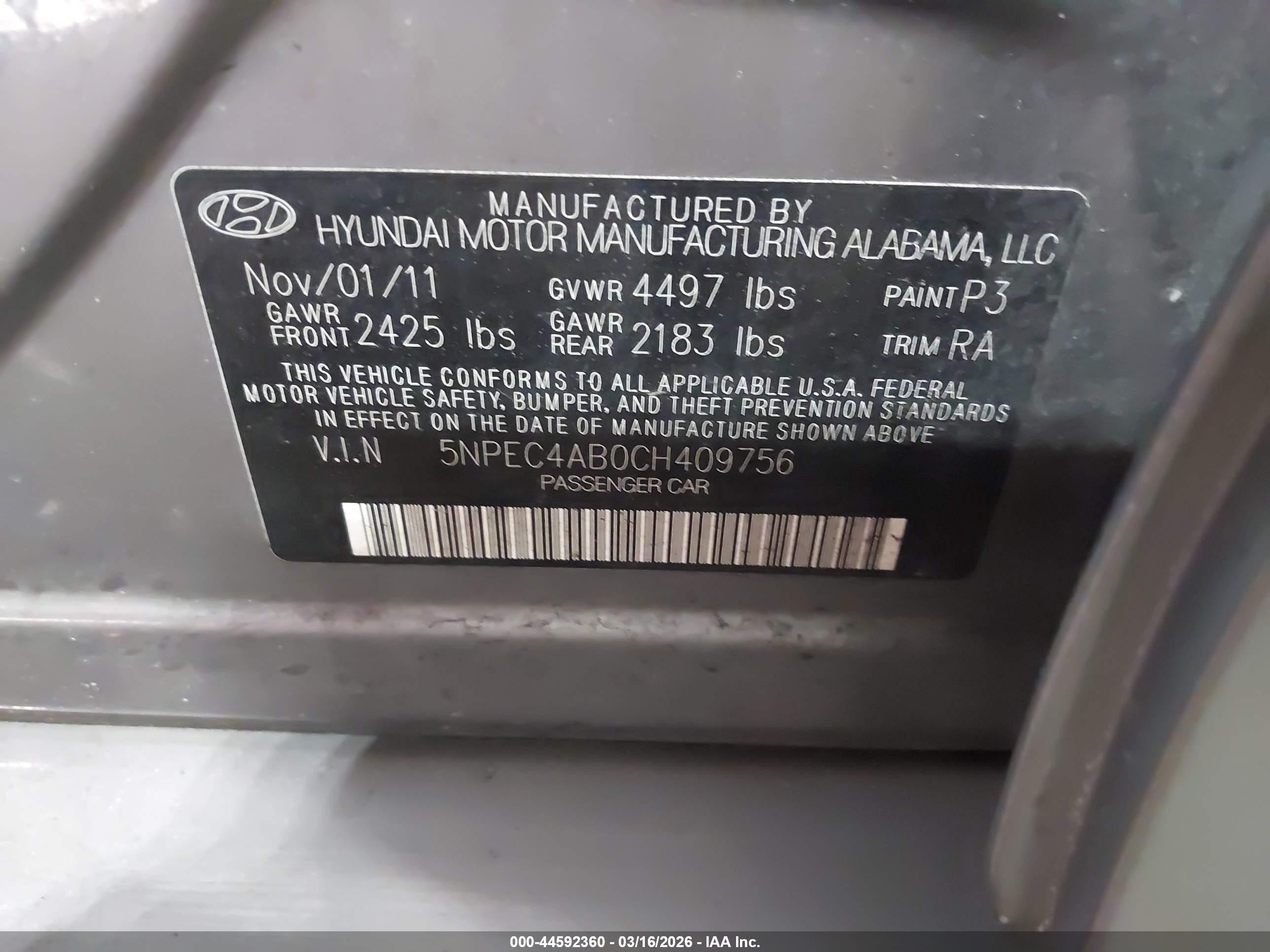 2012 Hyundai Sonata Se 2.0t Gray vin: 5NPEC4AB0CH409756