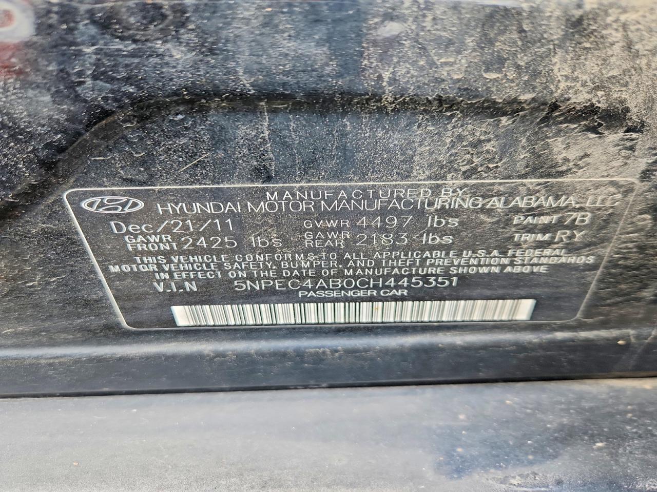 2012 Hyundai Sonata Se 2.0t Black vin: 5NPEC4AB0CH445351