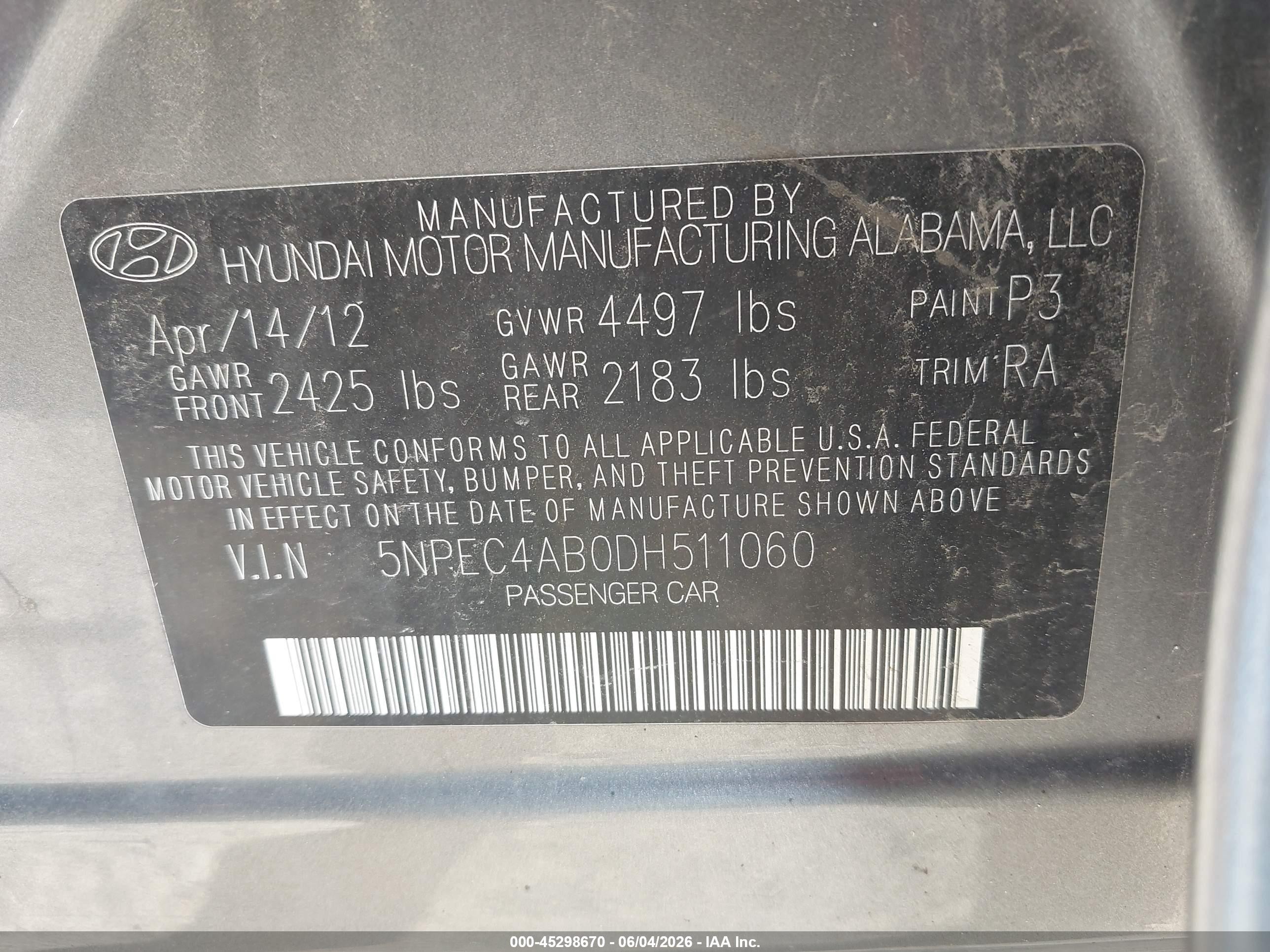 2013 Hyundai Sonata Limited 2.0t Silver vin: 5NPEC4AB0DH511060