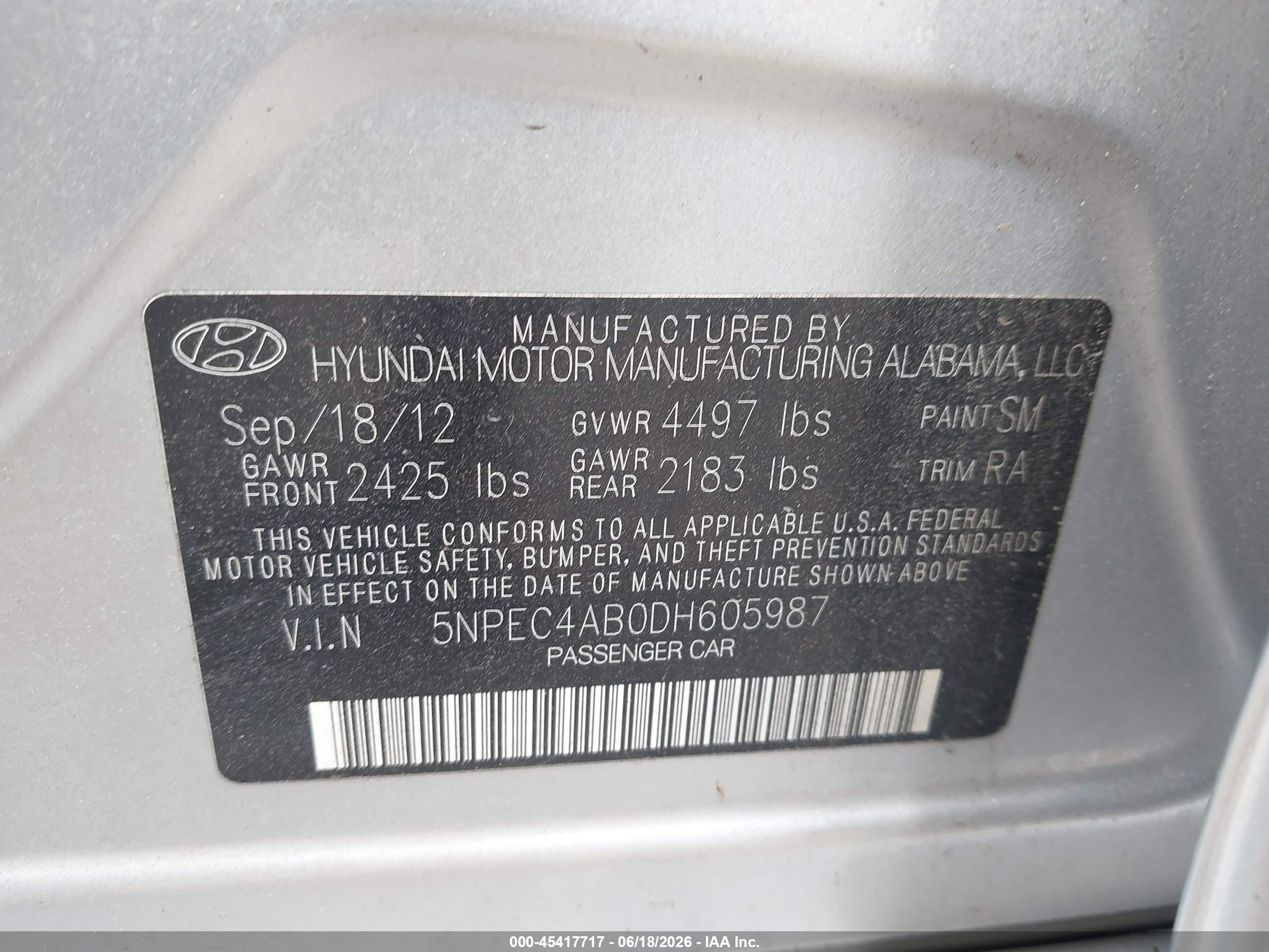 2013 Hyundai Sonata Limited 2.0t Silver vin: 5NPEC4AB0DH605987