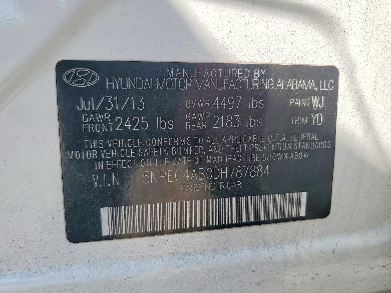 2013 Hyundai Sonata Limited 2.0t White vin: 5NPEC4AB0DH787884