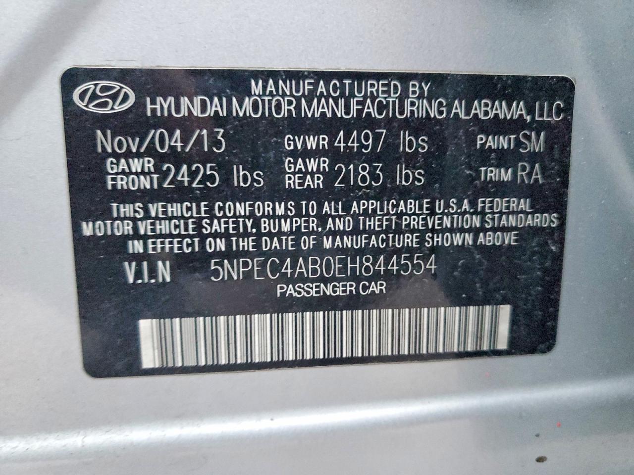 2014 Hyundai Sonata Se Silver vin: 5NPEC4AB0EH844554