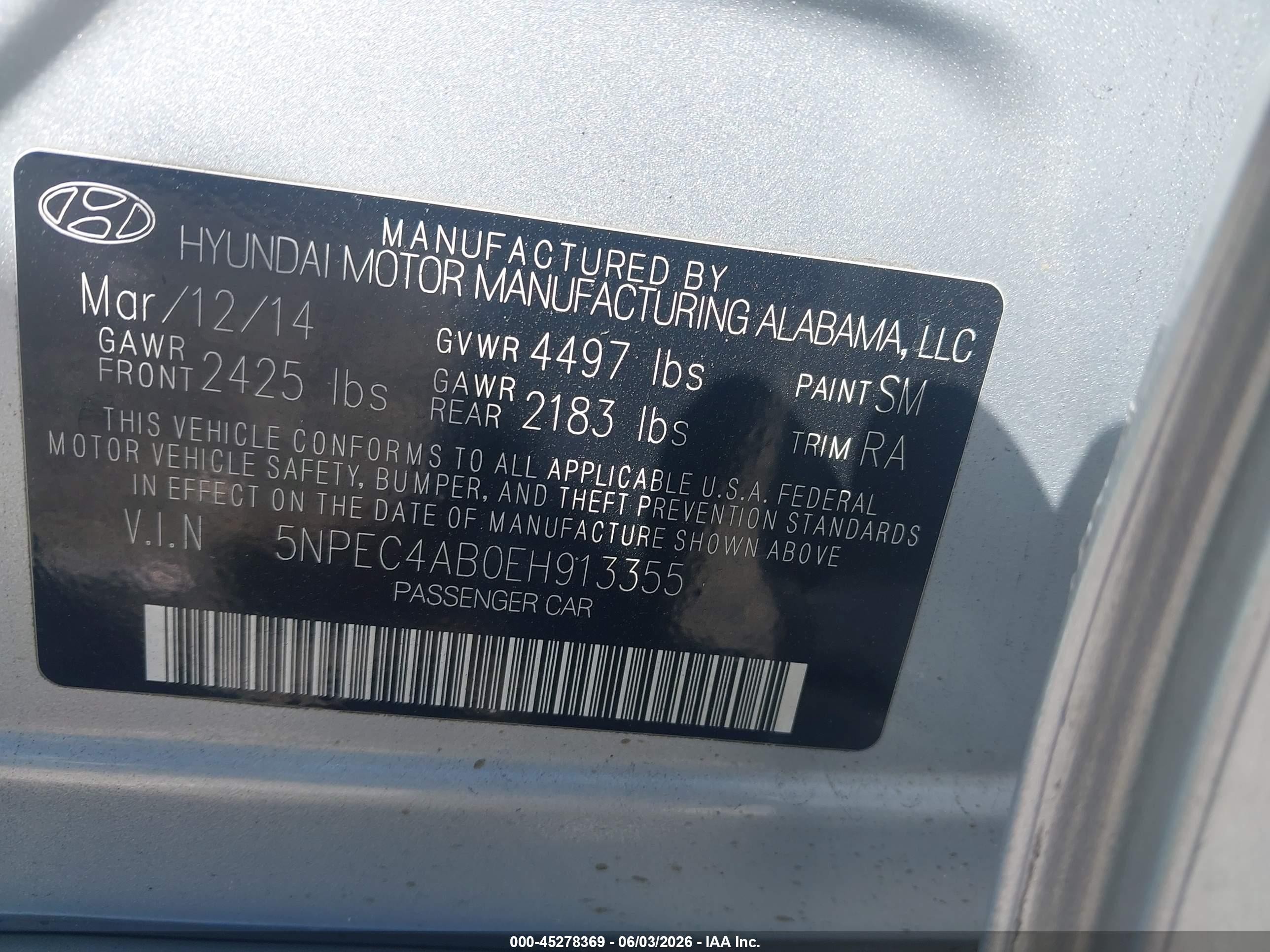 2014 Hyundai Sonata Limited 2.0t Серебряный vin: 5NPEC4AB0EH913355