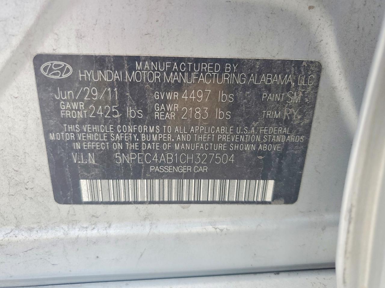 2012 Hyundai Sonata Limited 2.0t Silver vin: 5NPEC4AB1CH327504