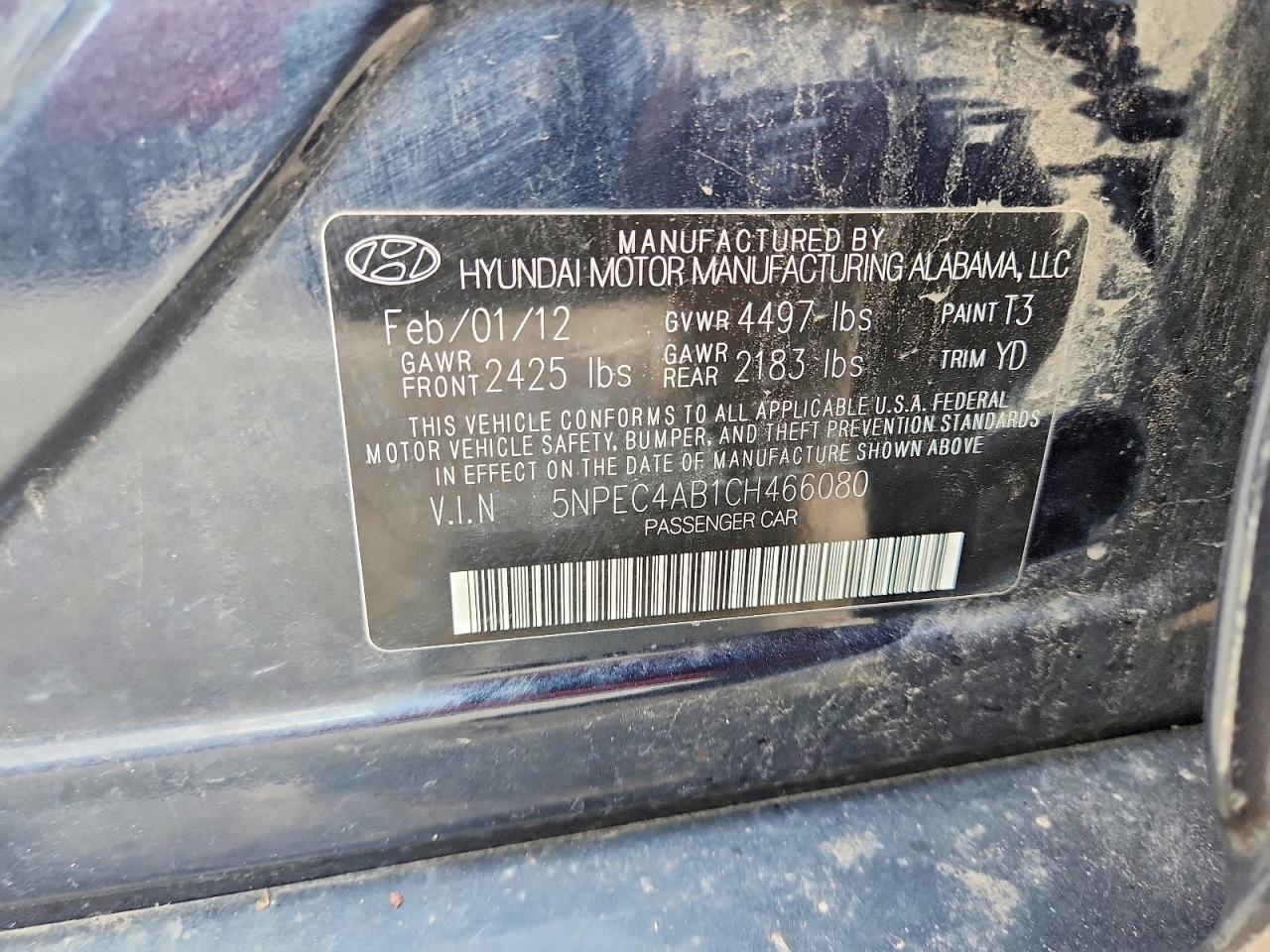 2012 Hyundai Sonata Limited 2.0t Синий vin: 5NPEC4AB1CH466080