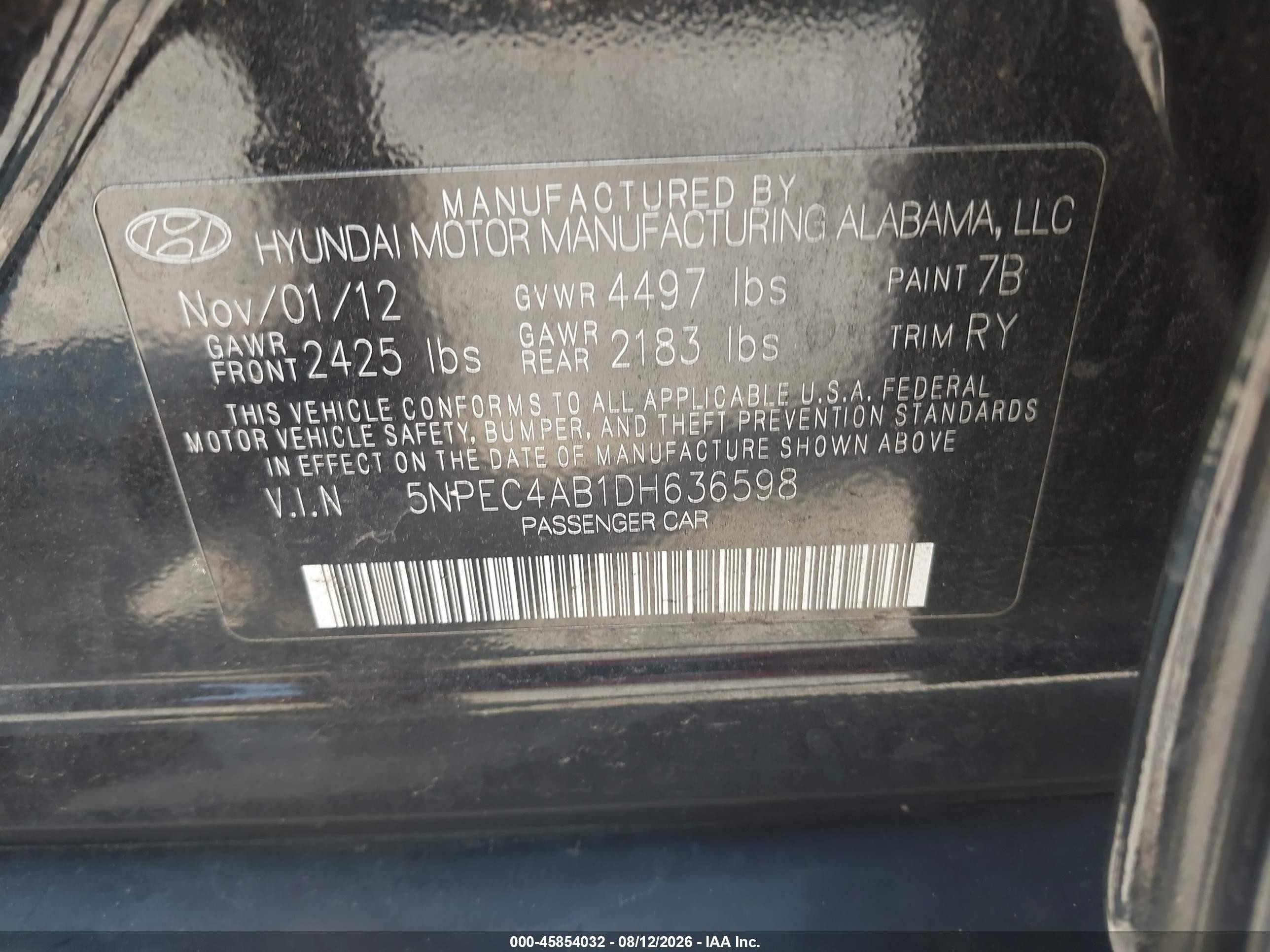 2013 Hyundai Sonata Limited 2.0t Черный vin: 5NPEC4AB1DH636598
