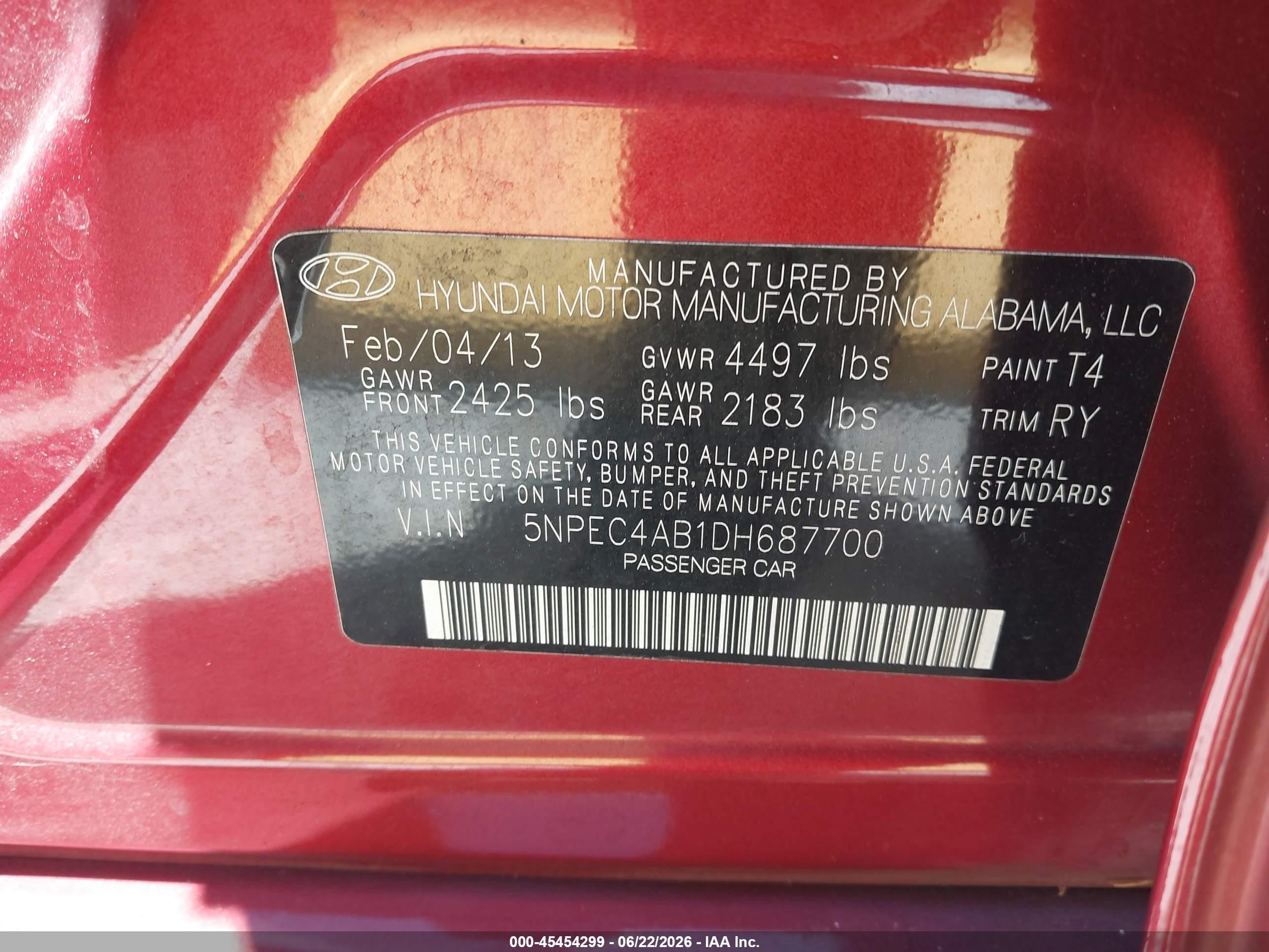 2013 Hyundai Sonata Se 2.0t Red vin: 5NPEC4AB1DH687700
