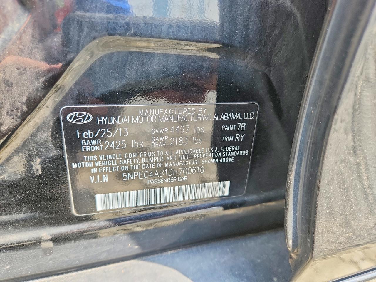 2013 Hyundai Sonata Se 2.0t Черный vin: 5NPEC4AB1DH700610