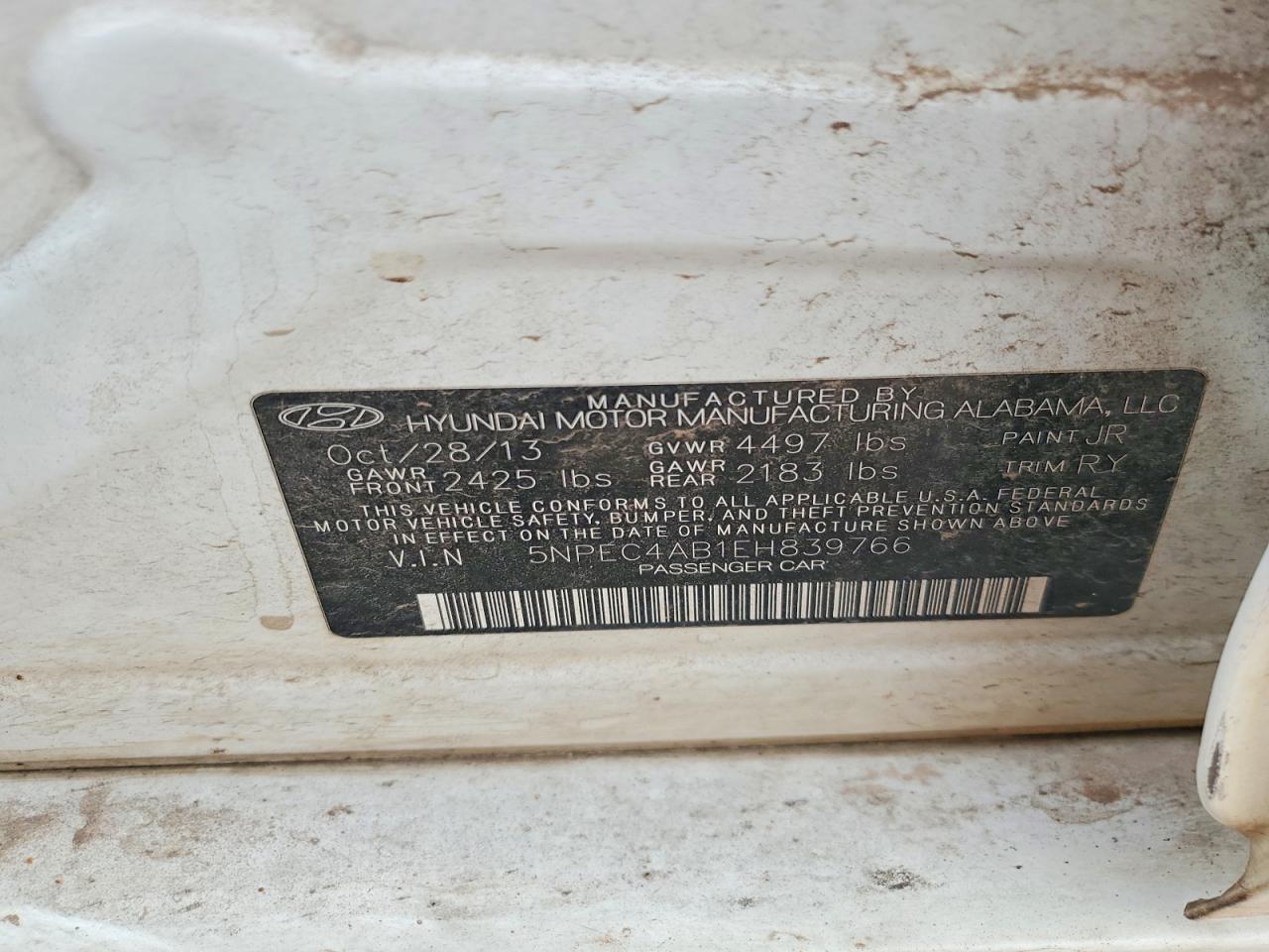 2014 Hyundai Sonata Limited 2.0t Белый vin: 5NPEC4AB1EH839766