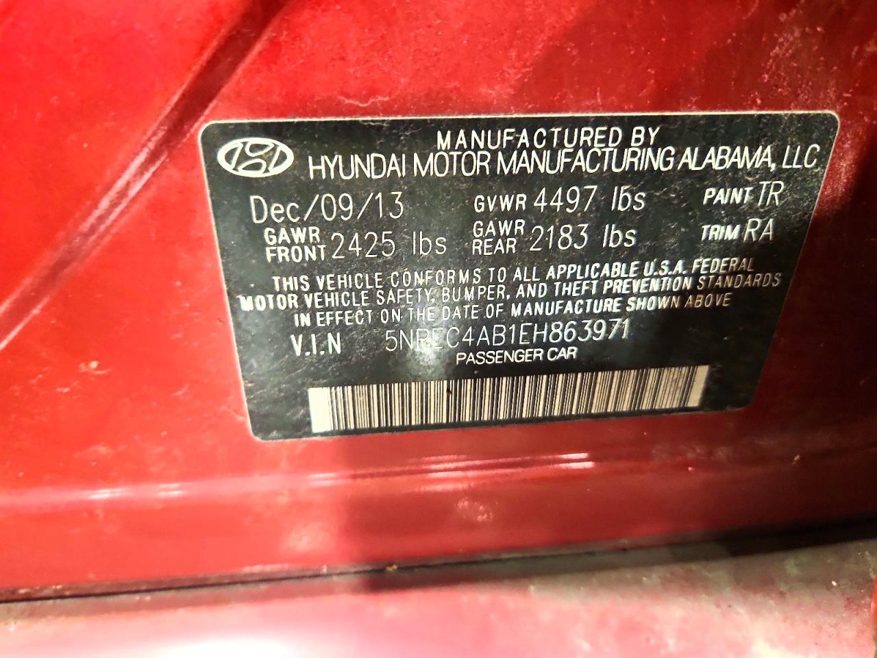 2014 Hyundai Sonata Limited 2.0t Red vin: 5NPEC4AB1EH863971