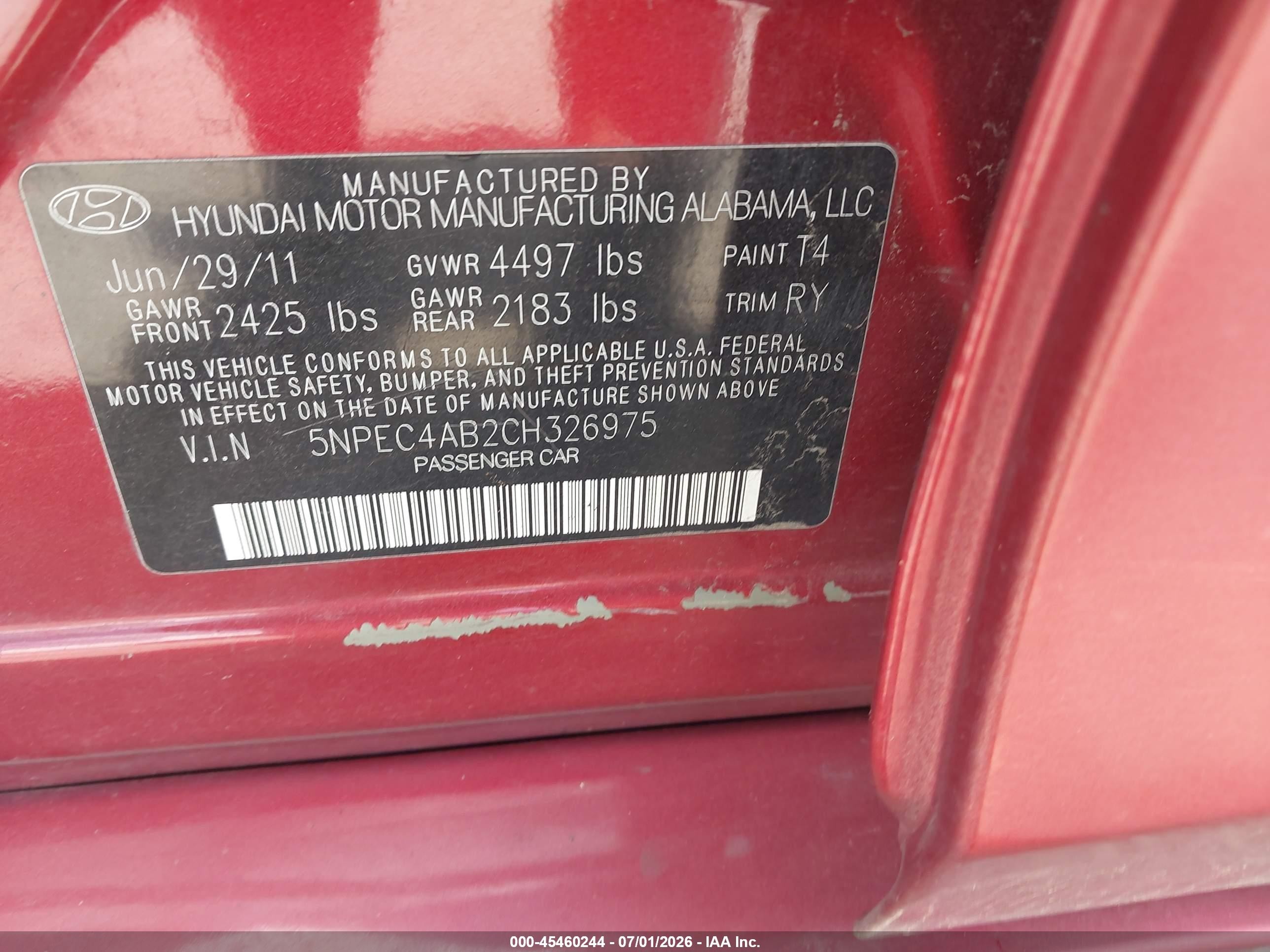 2012 Hyundai Sonata Se 2.0t Red vin: 5NPEC4AB2CH326975