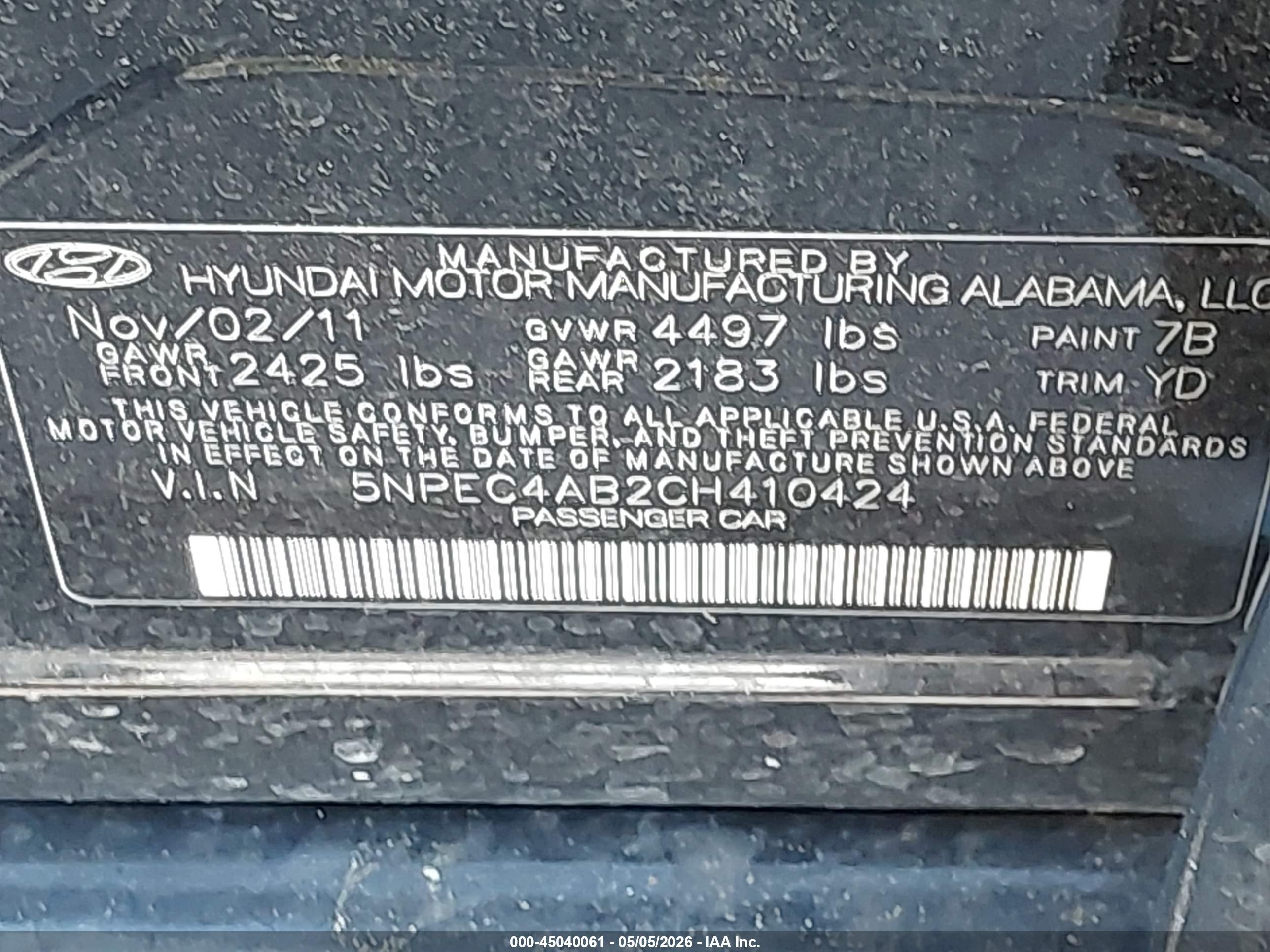 2012 Hyundai Sonata Limited 2.0t Black vin: 5NPEC4AB2CH410424