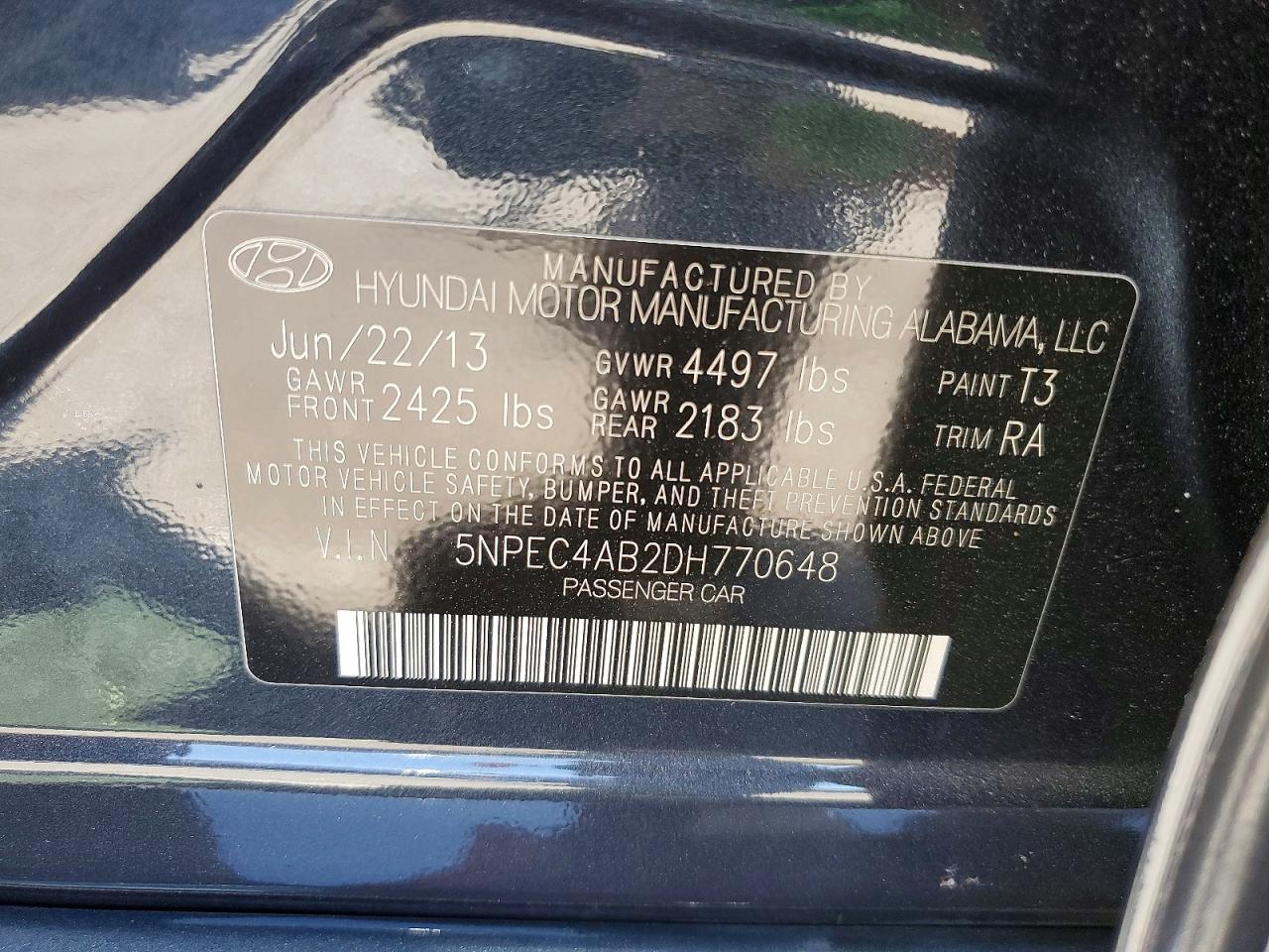 2013 Hyundai Sonata Se 2.0t Black vin: 5NPEC4AB2DH770648