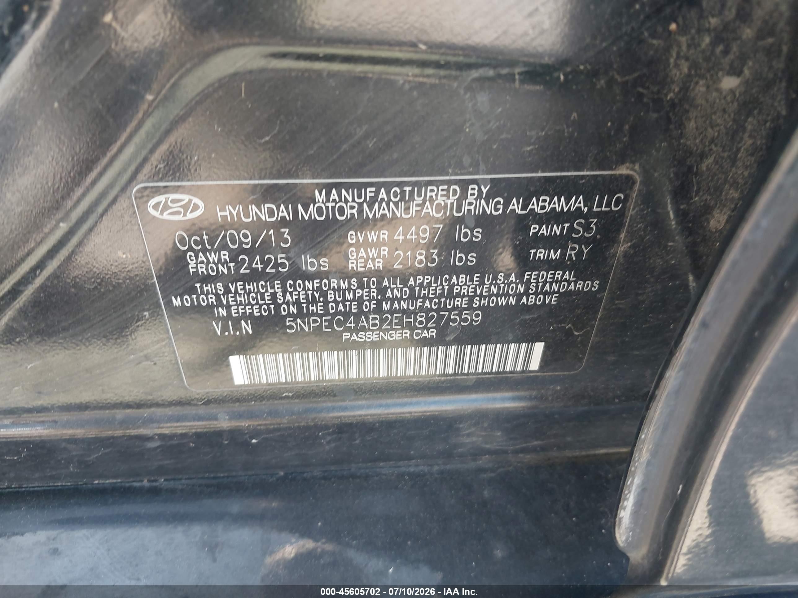 2014 Hyundai Sonata Se 2.0t Black vin: 5NPEC4AB2EH827559