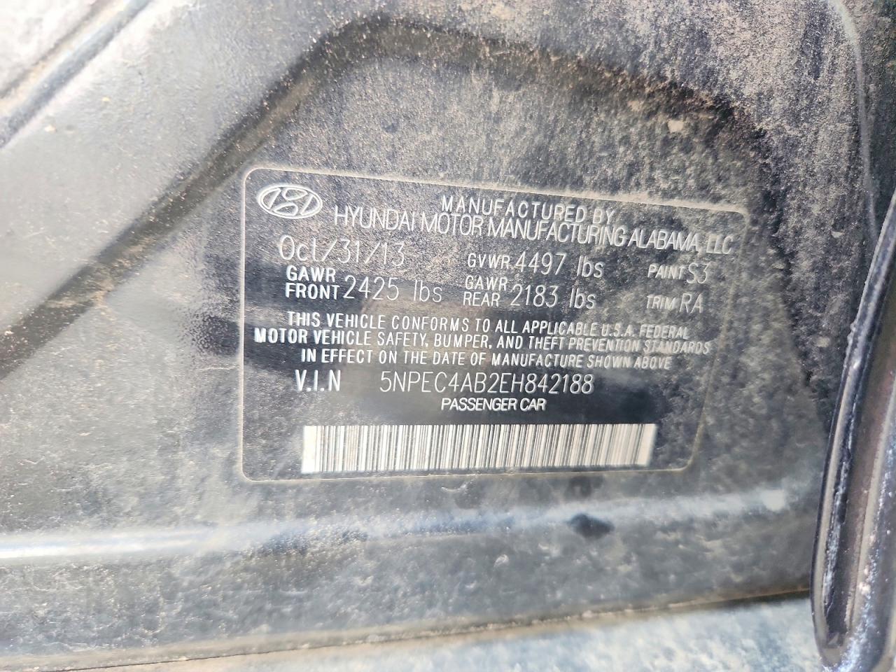 2014 Hyundai Sonata Limited 2.0t Black vin: 5NPEC4AB2EH842188