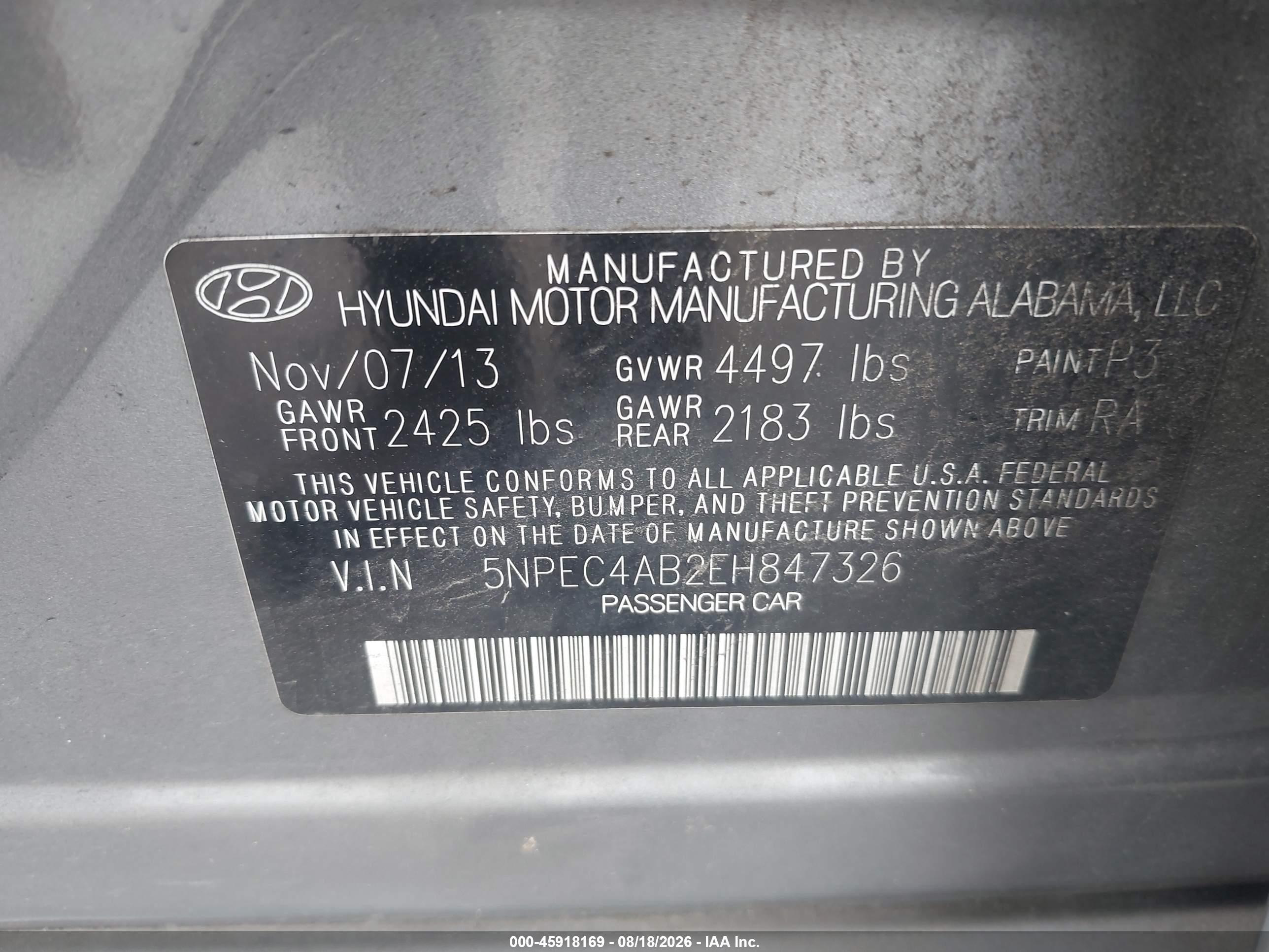 2014 Hyundai Sonata Se 2.0t Gray vin: 5NPEC4AB2EH847326