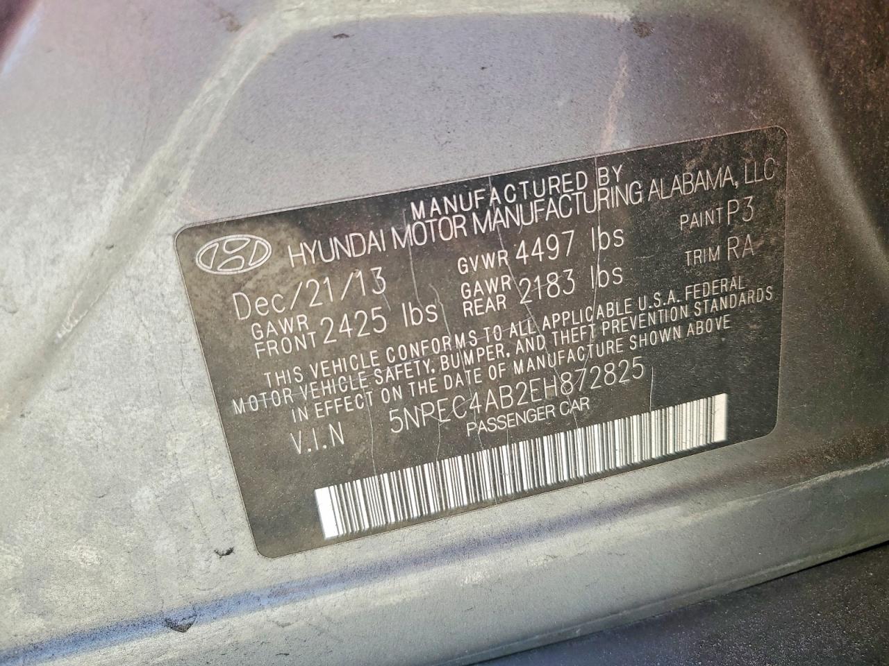 2014 Hyundai Sonata Se 2.0t Gray vin: 5NPEC4AB2EH872825