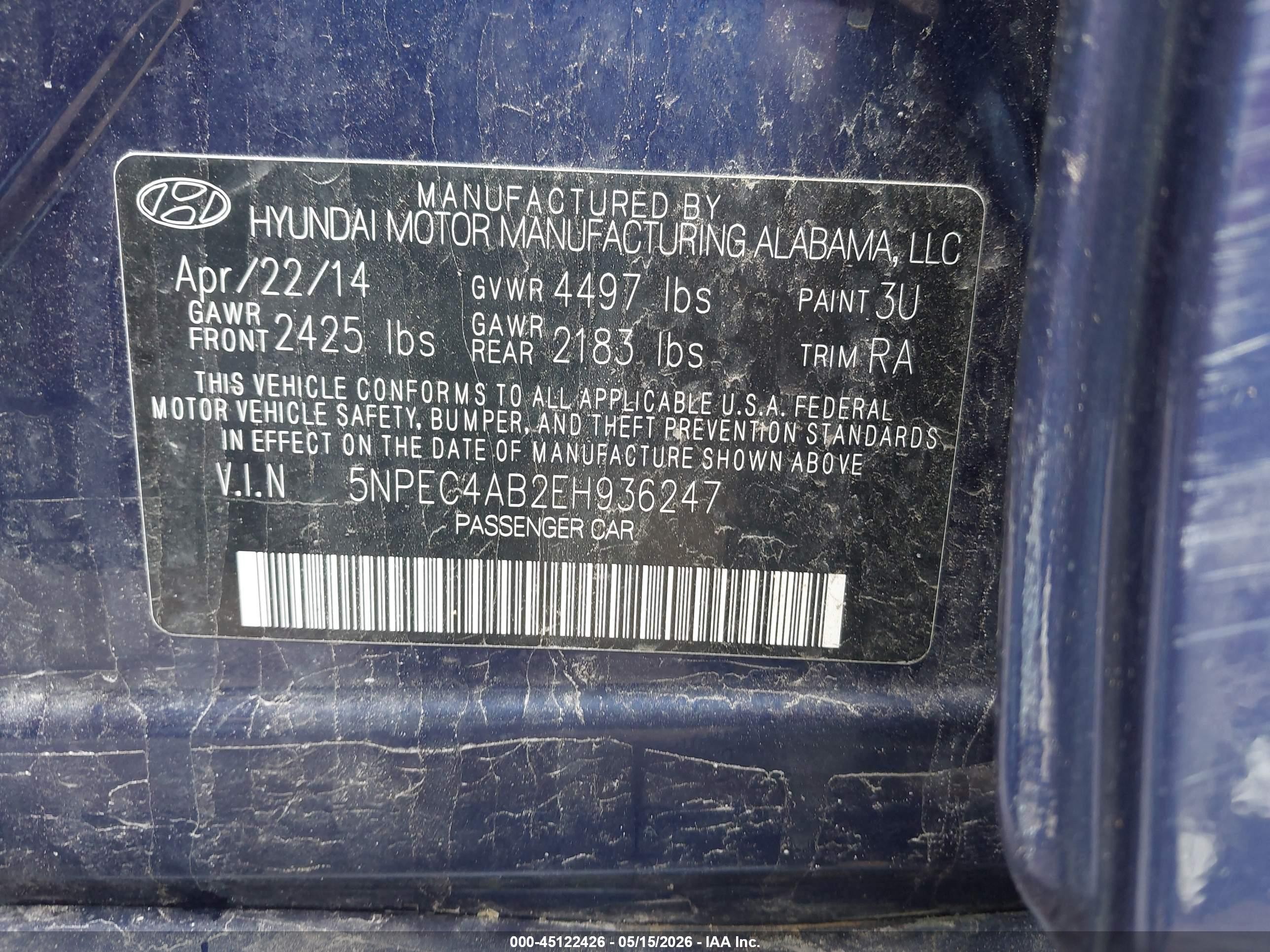 2014 Hyundai Sonata Limited 2.0t Purple vin: 5NPEC4AB2EH936247