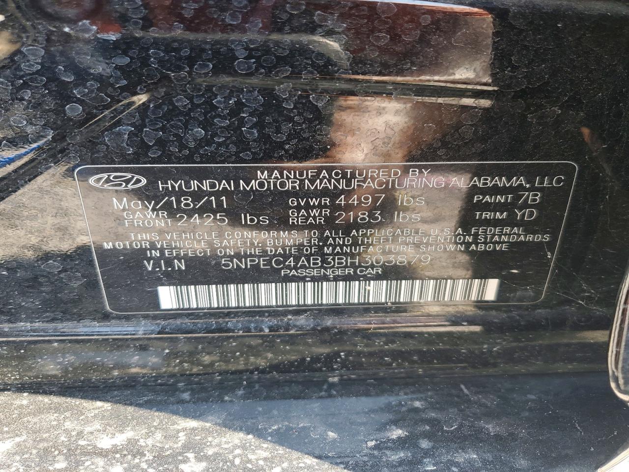 2011 Hyundai Sonata Limited 2.0t Black vin: 5NPEC4AB3BH303879