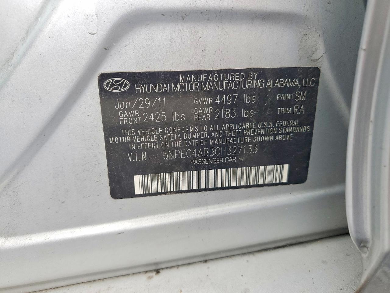 2012 Hyundai Sonata Se 2.0t Silver vin: 5NPEC4AB3CH327133