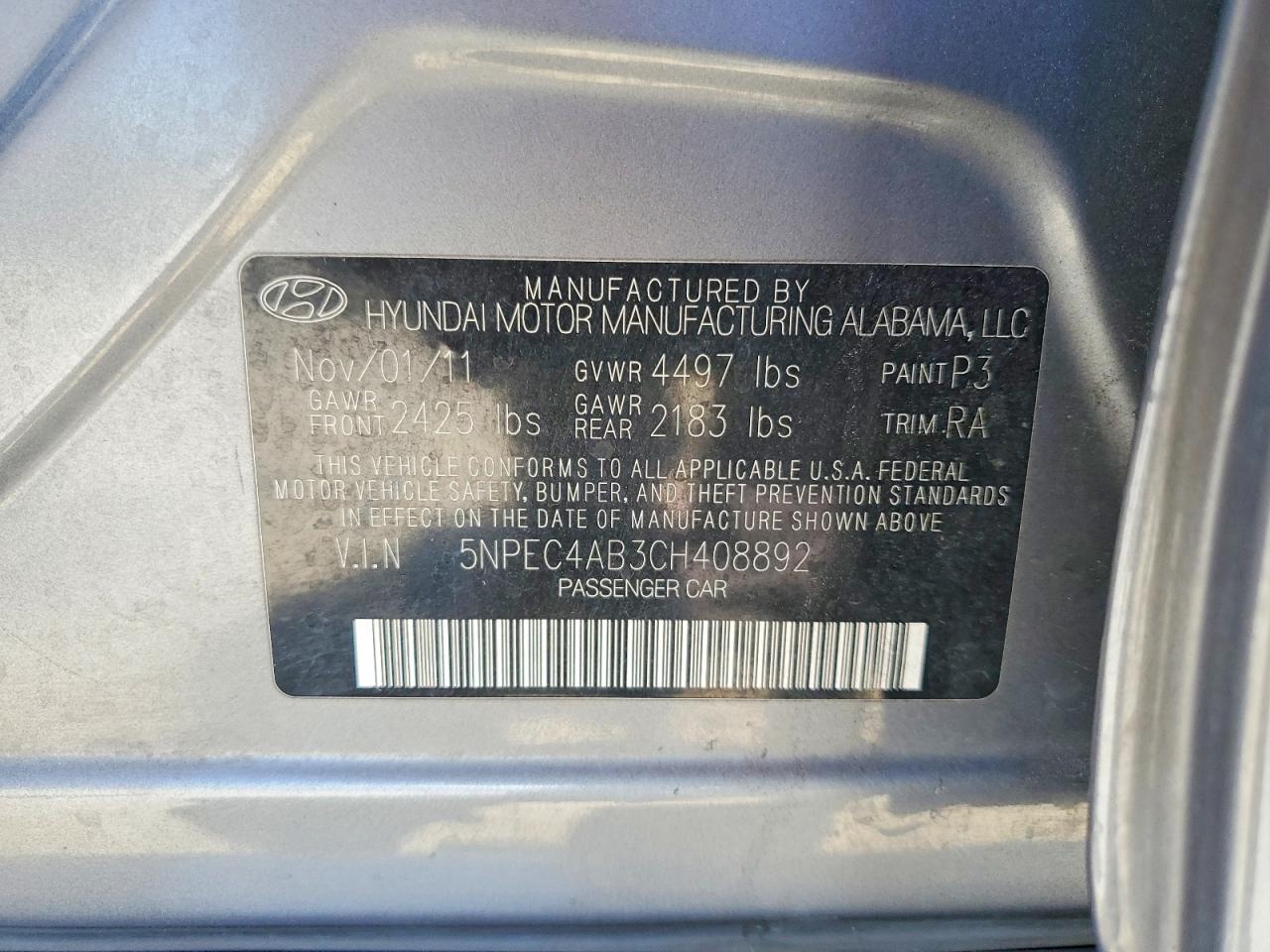 2012 Hyundai Sonata Se 2.0t Gray vin: 5NPEC4AB3CH408892