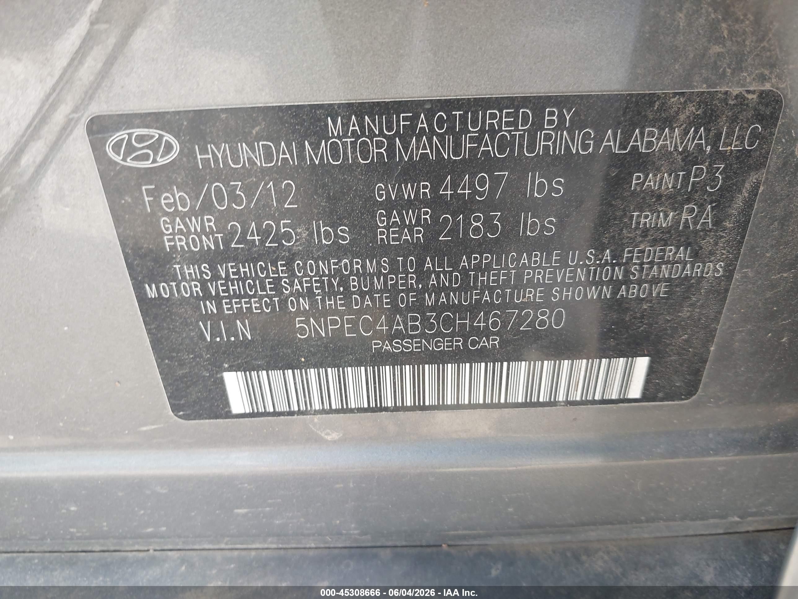 2012 Hyundai Sonata Se 2.0t Gray vin: 5NPEC4AB3CH467280