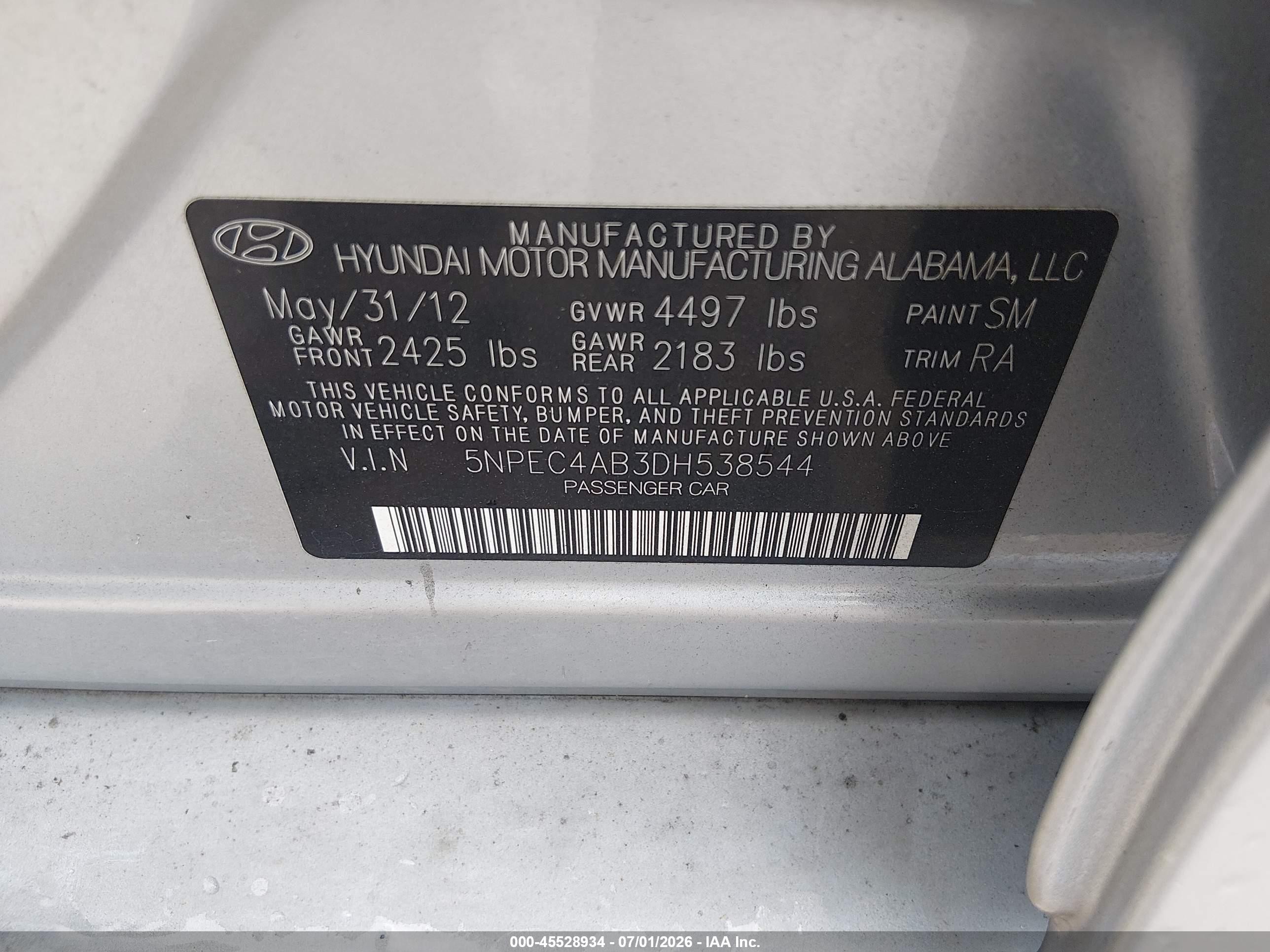 2013 Hyundai Sonata Se 2.0t Серебряный vin: 5NPEC4AB3DH538544