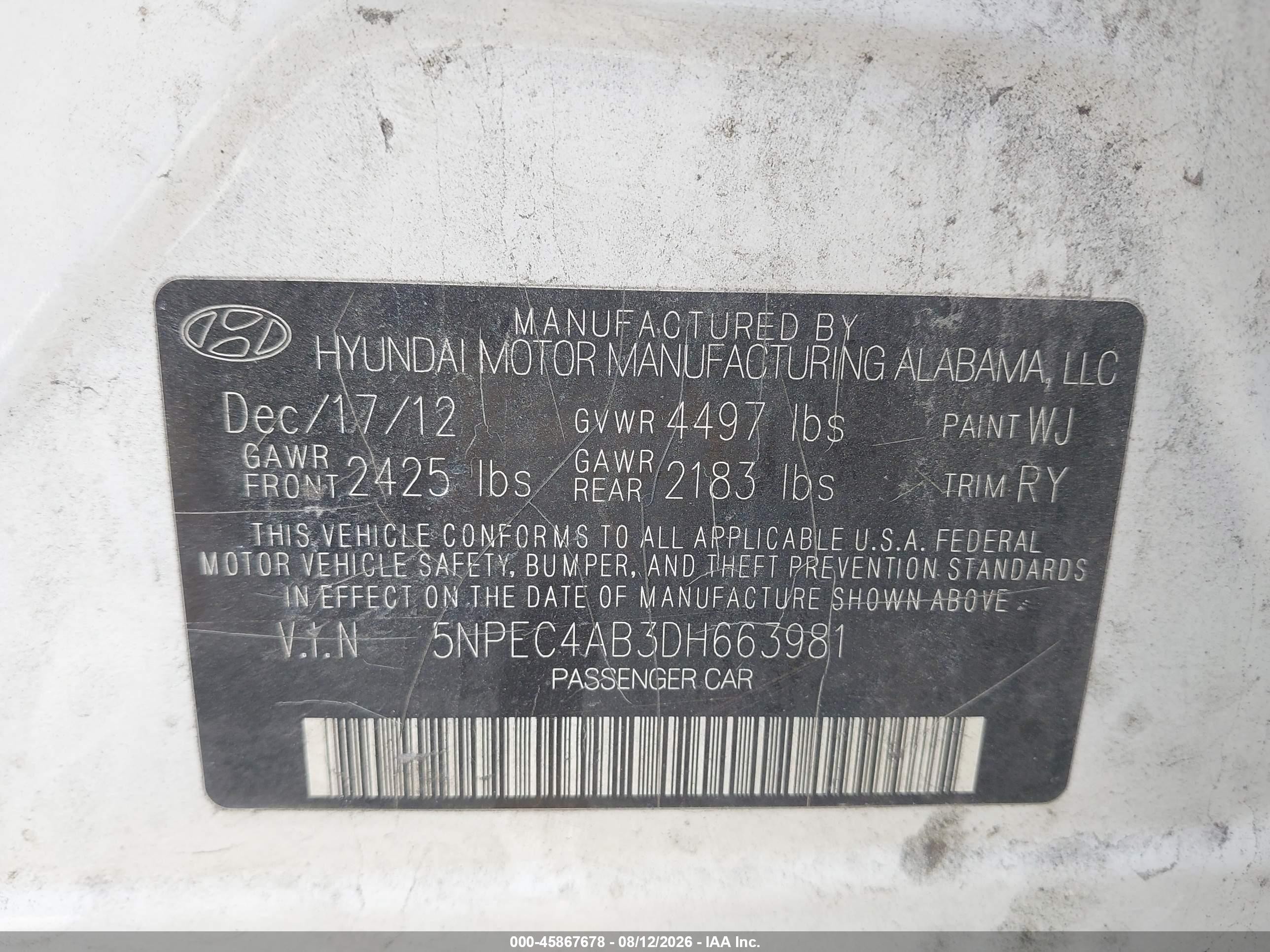 2013 Hyundai Sonata Limited 2.0t White vin: 5NPEC4AB3DH663981