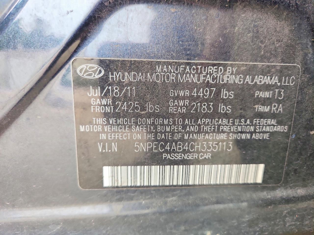 2012 Hyundai Sonata Limited 2.0t Blue vin: 5NPEC4AB4CH335113