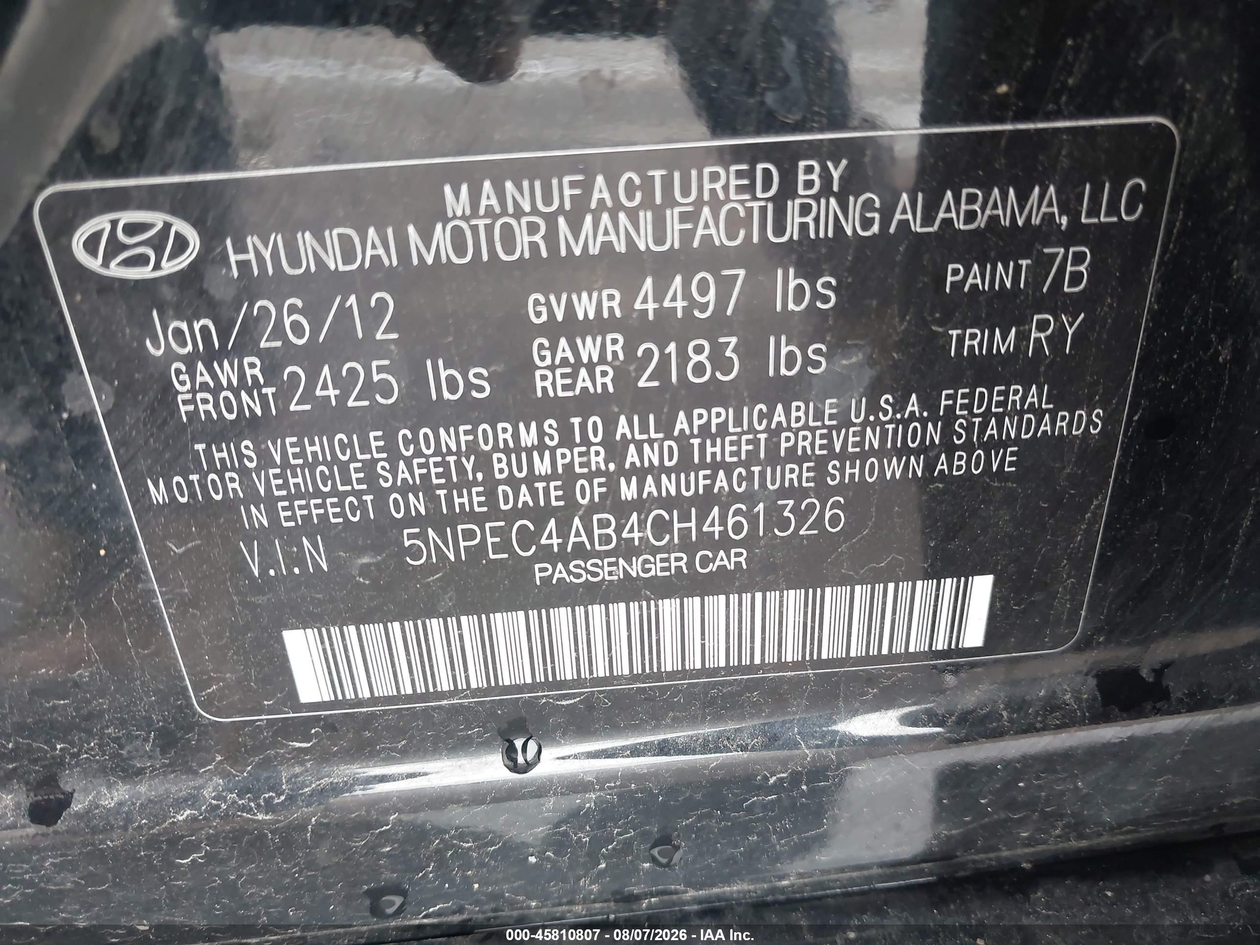2012 Hyundai Sonata Limited 2.0t Black vin: 5NPEC4AB4CH461326