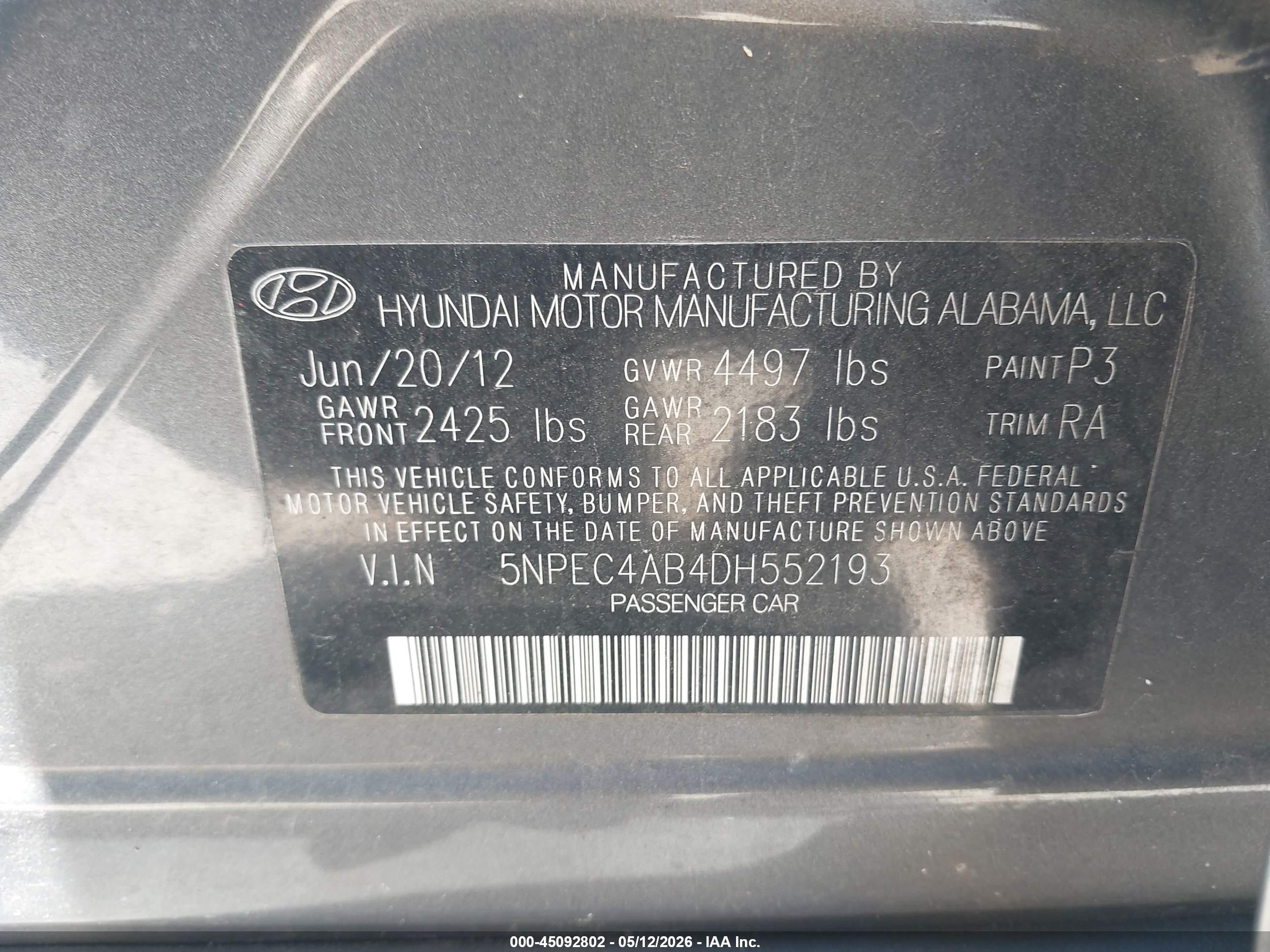 2013 Hyundai Sonata Limited 2.0t Silver vin: 5NPEC4AB4DH552193