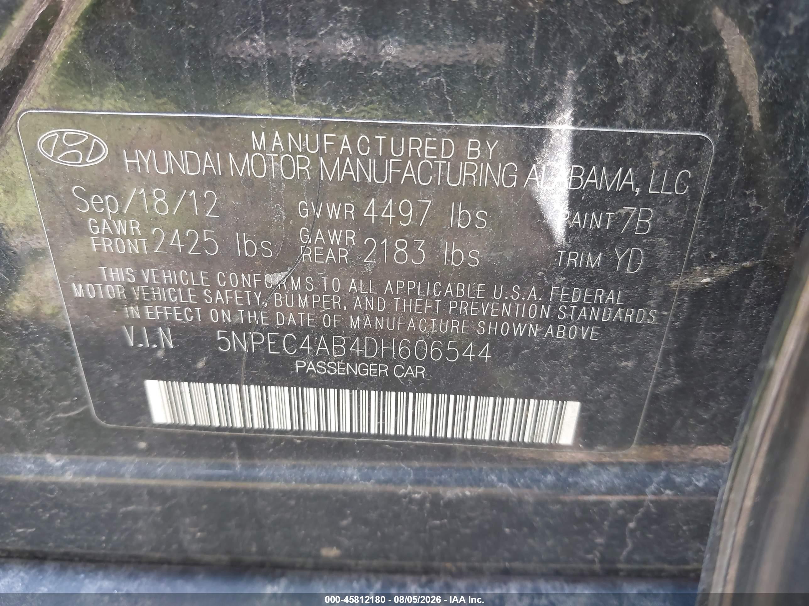 2013 Hyundai Sonata Limited 2.0t Черный vin: 5NPEC4AB4DH606544