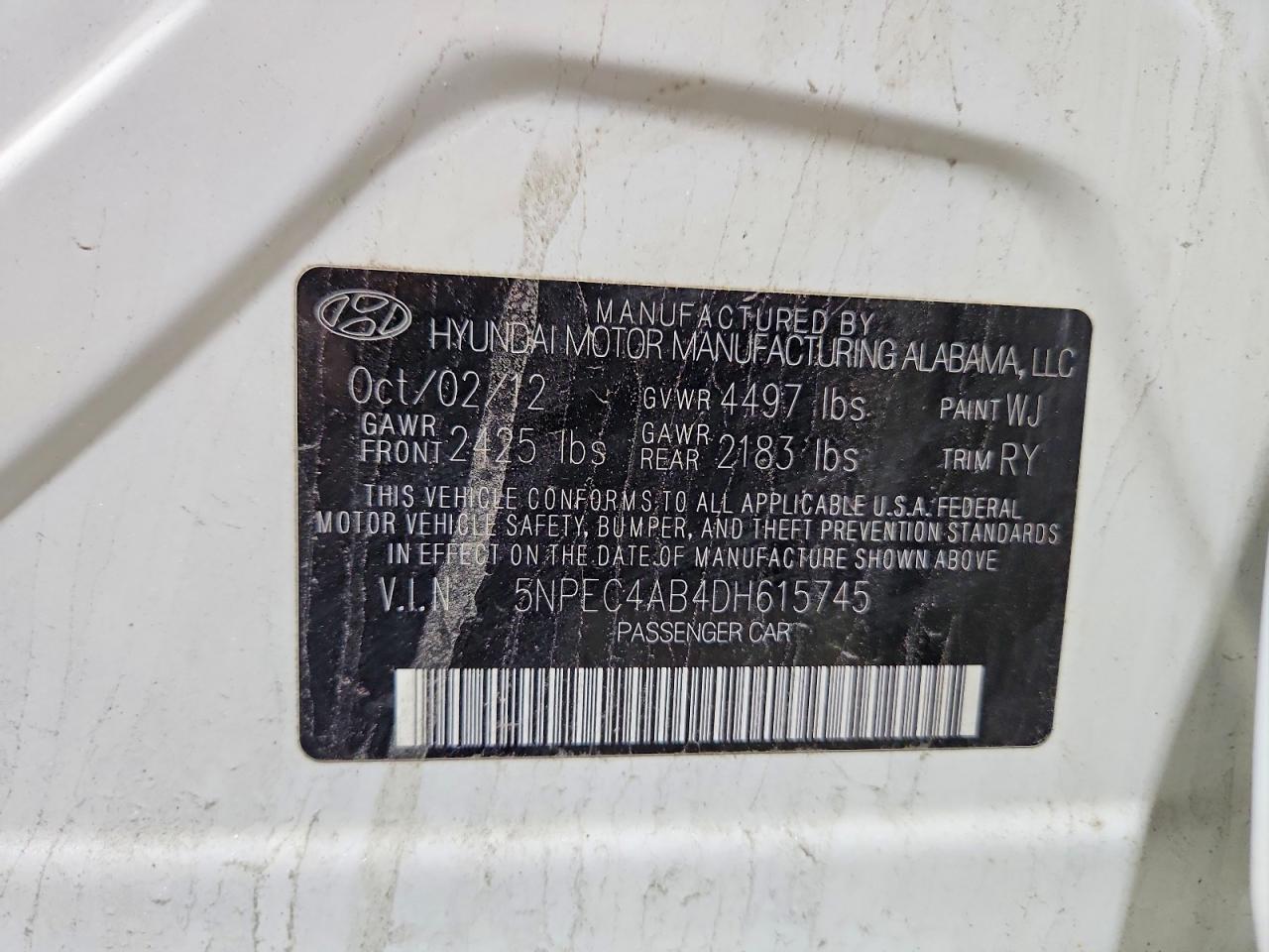 2013 Hyundai Sonata Limited 2.0t White vin: 5NPEC4AB4DH615745