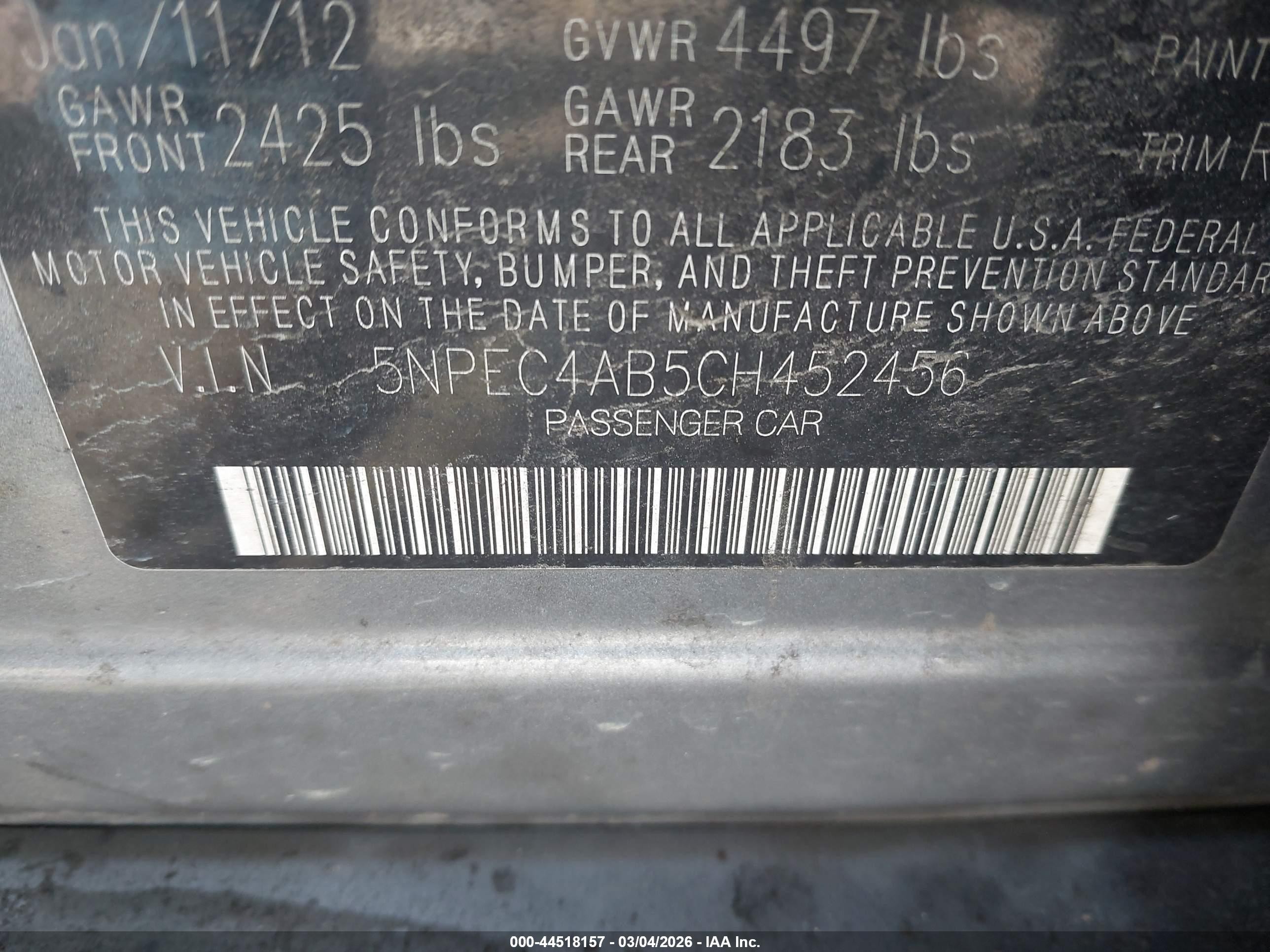 2012 Hyundai Sonata Se 2.0t Gray vin: 5NPEC4AB5CH452456