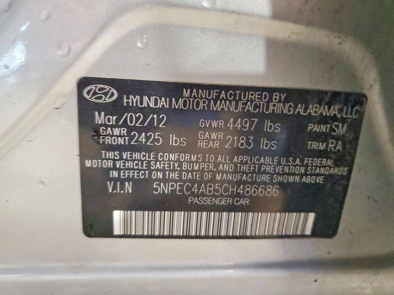 2012 Hyundai Sonata Se 2.0t Silver vin: 5NPEC4AB5CH486686