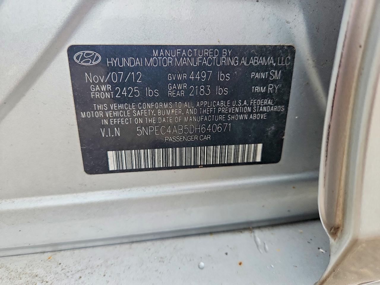 2013 Hyundai Sonata Limited 2.0t Silver vin: 5NPEC4AB5DH640671