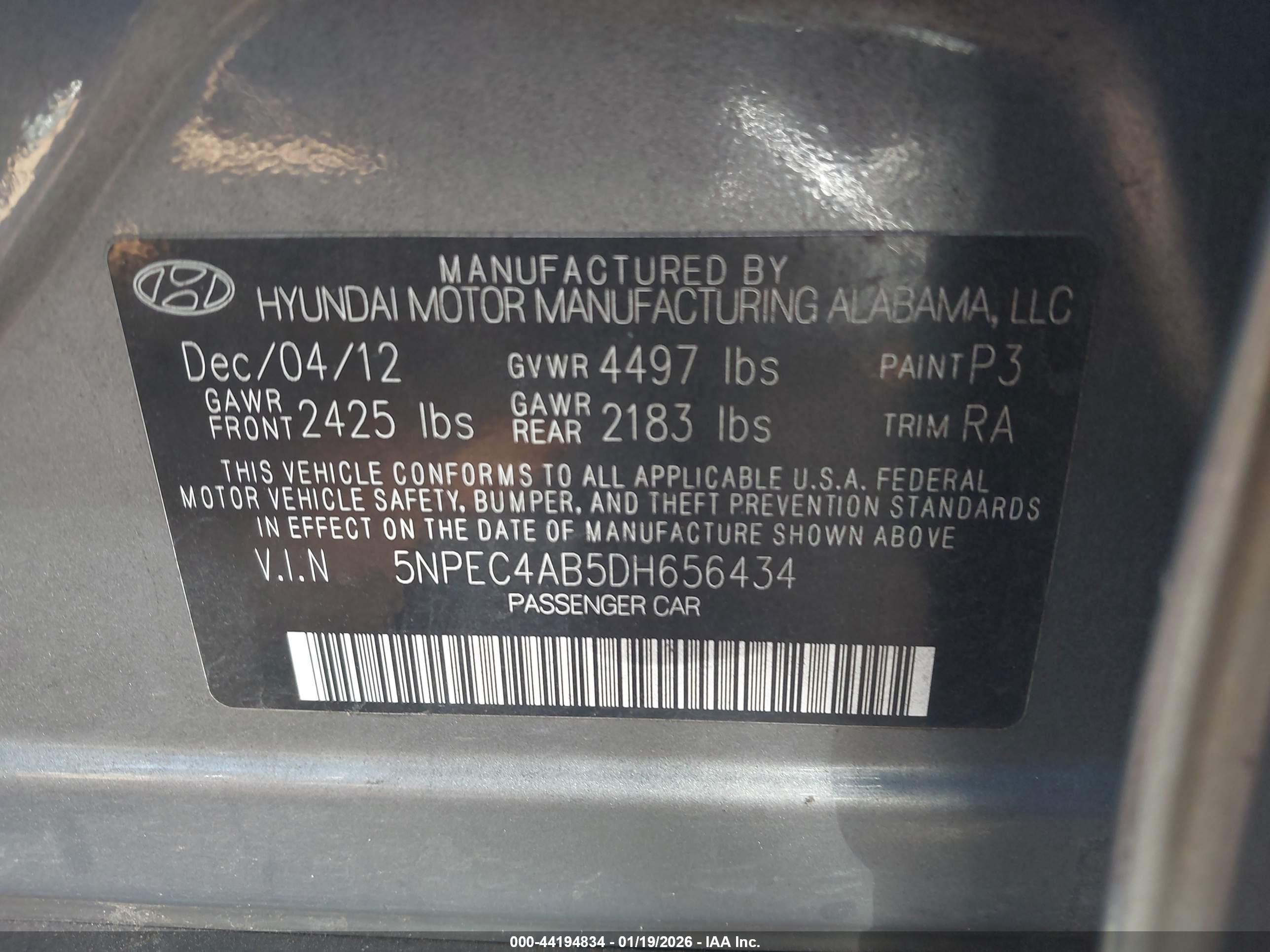 2013 Hyundai Sonata Se 2.0t Gray vin: 5NPEC4AB5DH656434