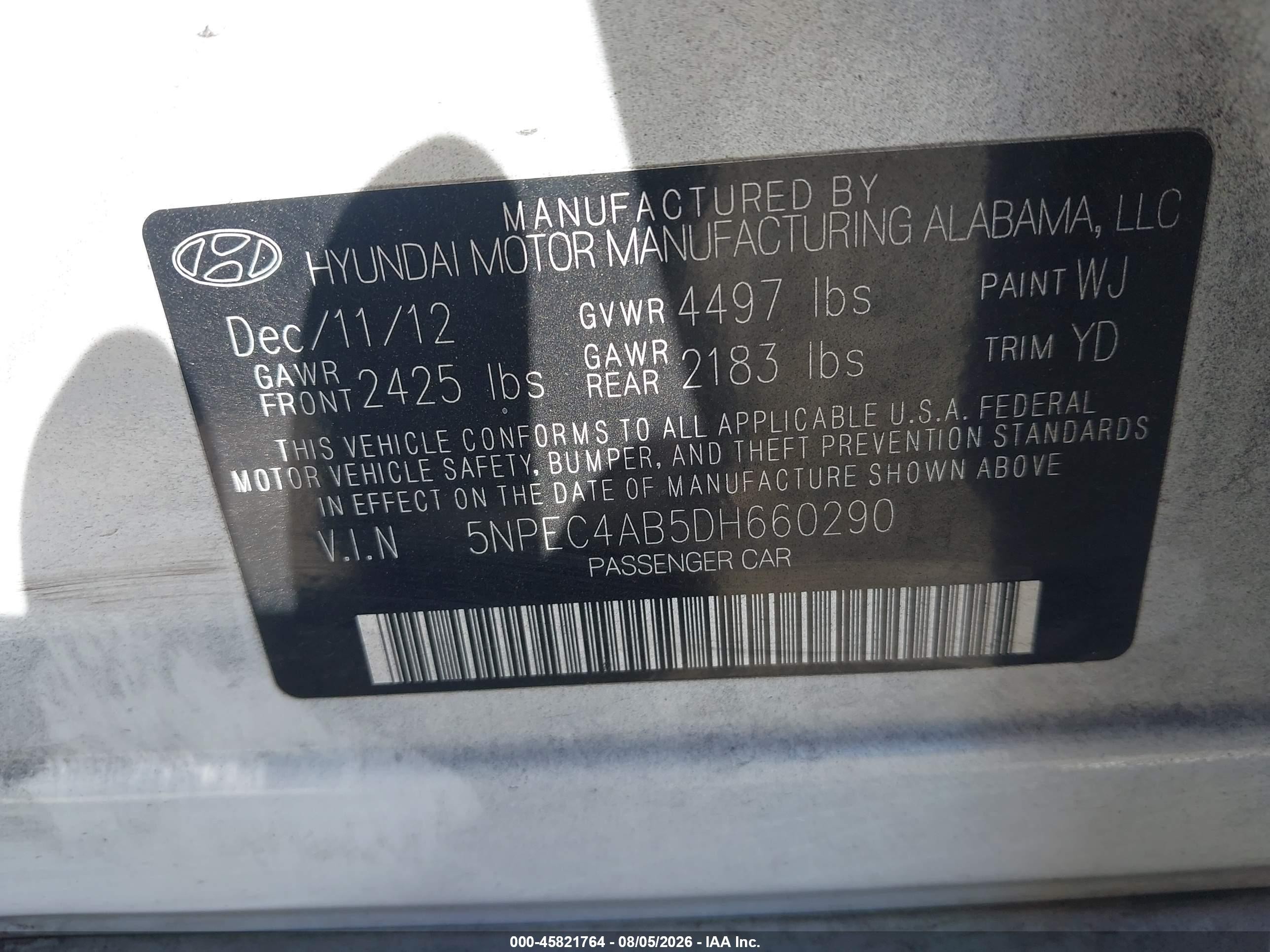 2013 Hyundai Sonata Limited 2.0t White vin: 5NPEC4AB5DH660290